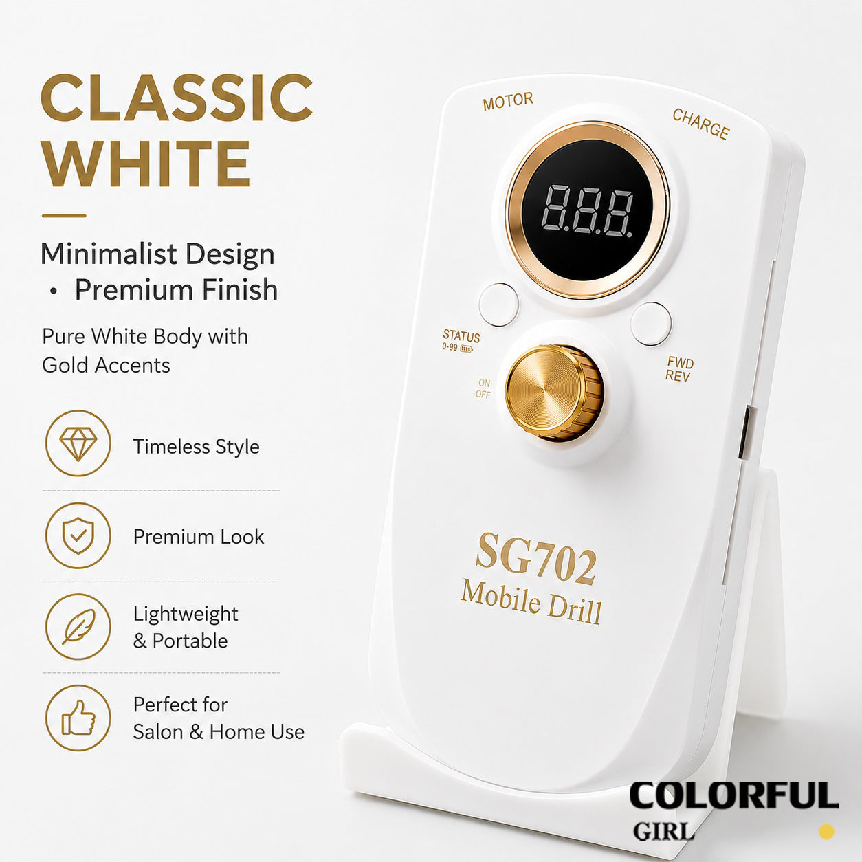 ✨ SG702 เครื่องเจียรเล็บไฟฟ้าแบบพกพา | เครื่องเจียรเล็บมืออาชีพ 35000RPM | ตะไบเล็บไฟฟ้าแบบปรับความเร็วได้ | เครื่องขัดเล็บไฟฟ้าแบบพกพา | ระบบหมุนซ้าย-ขวา เสียงเบา | ใช้ได้ทั้งร้านทำเล็บและใช้งานในบ้าน