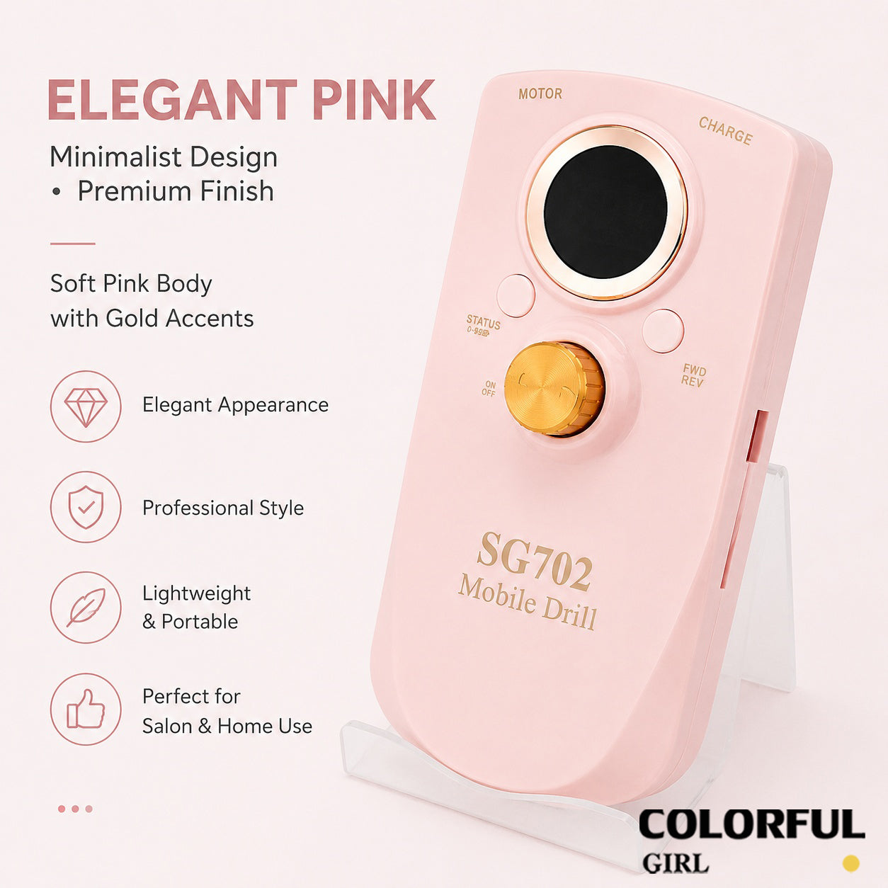 ✨ SG702 เครื่องเจียรเล็บไฟฟ้าแบบพกพา | เครื่องเจียรเล็บมืออาชีพ 35000RPM | ตะไบเล็บไฟฟ้าแบบปรับความเร็วได้ | เครื่องขัดเล็บไฟฟ้าแบบพกพา | ระบบหมุนซ้าย-ขวา เสียงเบา | ใช้ได้ทั้งร้านทำเล็บและใช้งานในบ้าน
