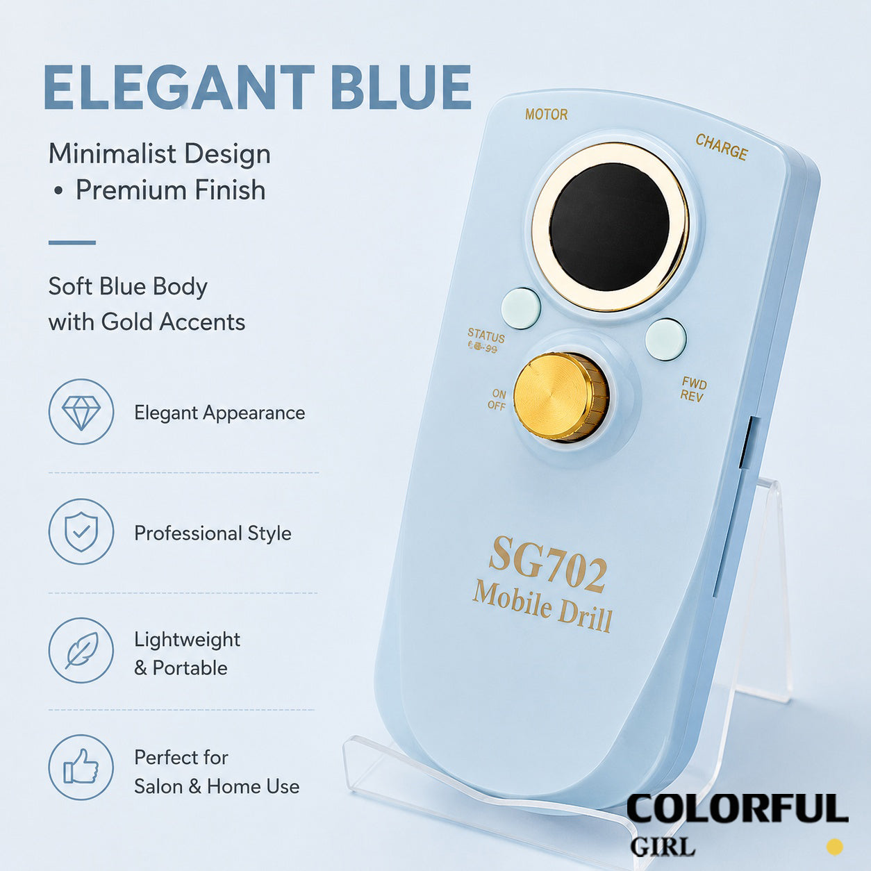 ✨ SG702 เครื่องเจียรเล็บไฟฟ้าแบบพกพา | เครื่องเจียรเล็บมืออาชีพ 35000RPM | ตะไบเล็บไฟฟ้าแบบปรับความเร็วได้ | เครื่องขัดเล็บไฟฟ้าแบบพกพา | ระบบหมุนซ้าย-ขวา เสียงเบา | ใช้ได้ทั้งร้านทำเล็บและใช้งานในบ้าน