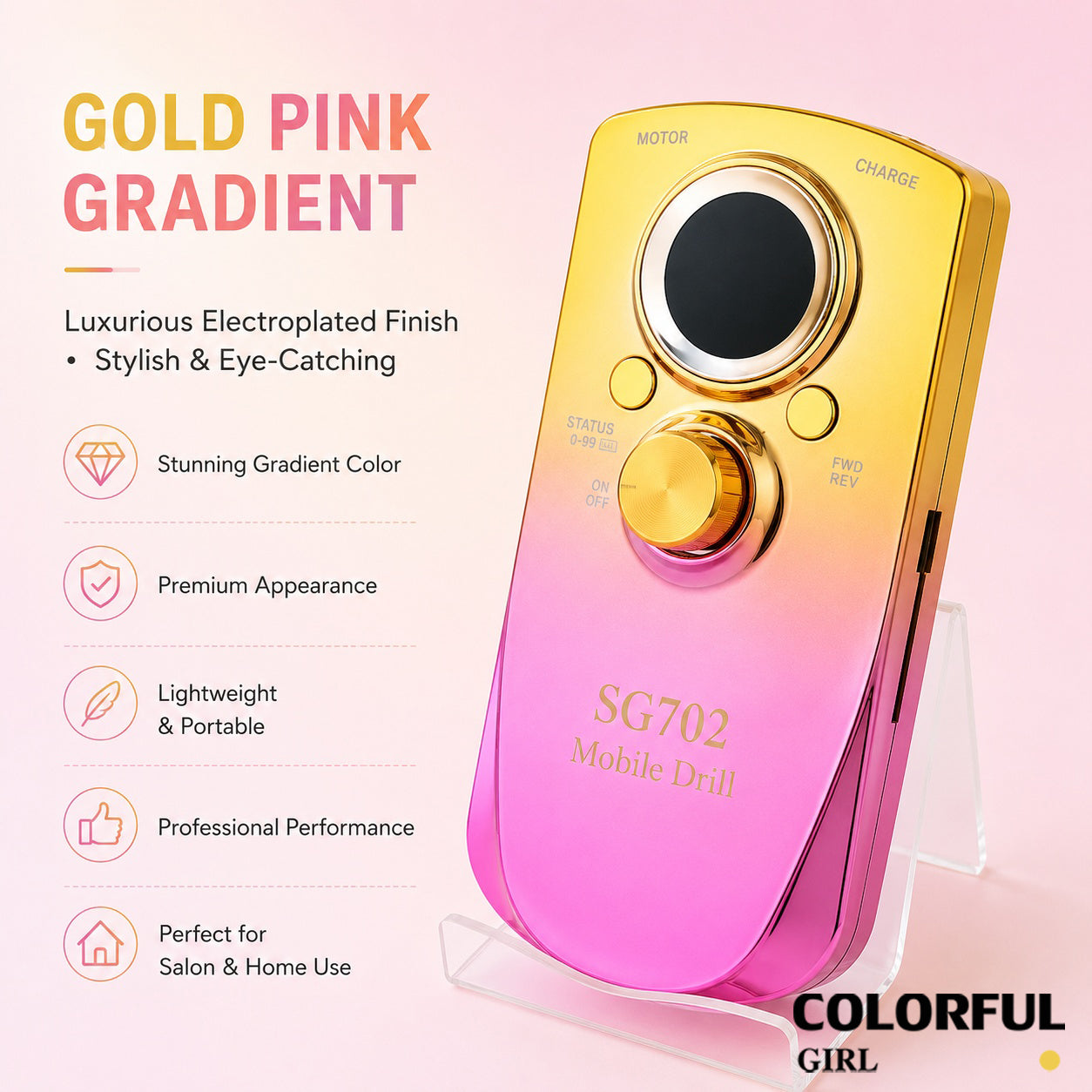 ✨ SG702 เครื่องเจียรเล็บไฟฟ้าแบบพกพา | เครื่องเจียรเล็บมืออาชีพ 35000RPM | ตะไบเล็บไฟฟ้าแบบปรับความเร็วได้ | เครื่องขัดเล็บไฟฟ้าแบบพกพา | ระบบหมุนซ้าย-ขวา เสียงเบา | ใช้ได้ทั้งร้านทำเล็บและใช้งานในบ้าน