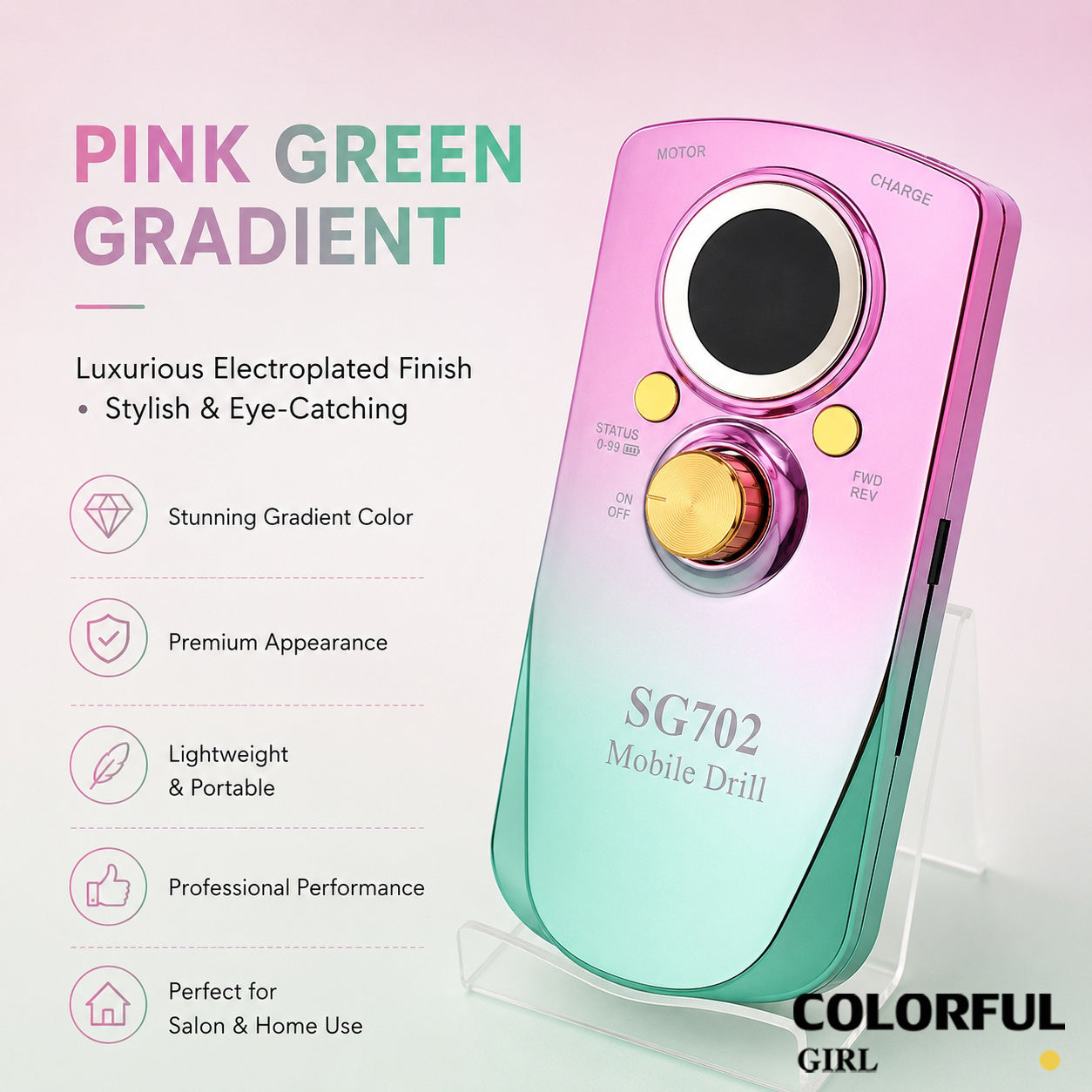 ✨ SG702 เครื่องเจียรเล็บไฟฟ้าแบบพกพา | เครื่องเจียรเล็บมืออาชีพ 35000RPM | ตะไบเล็บไฟฟ้าแบบปรับความเร็วได้ | เครื่องขัดเล็บไฟฟ้าแบบพกพา | ระบบหมุนซ้าย-ขวา เสียงเบา | ใช้ได้ทั้งร้านทำเล็บและใช้งานในบ้าน