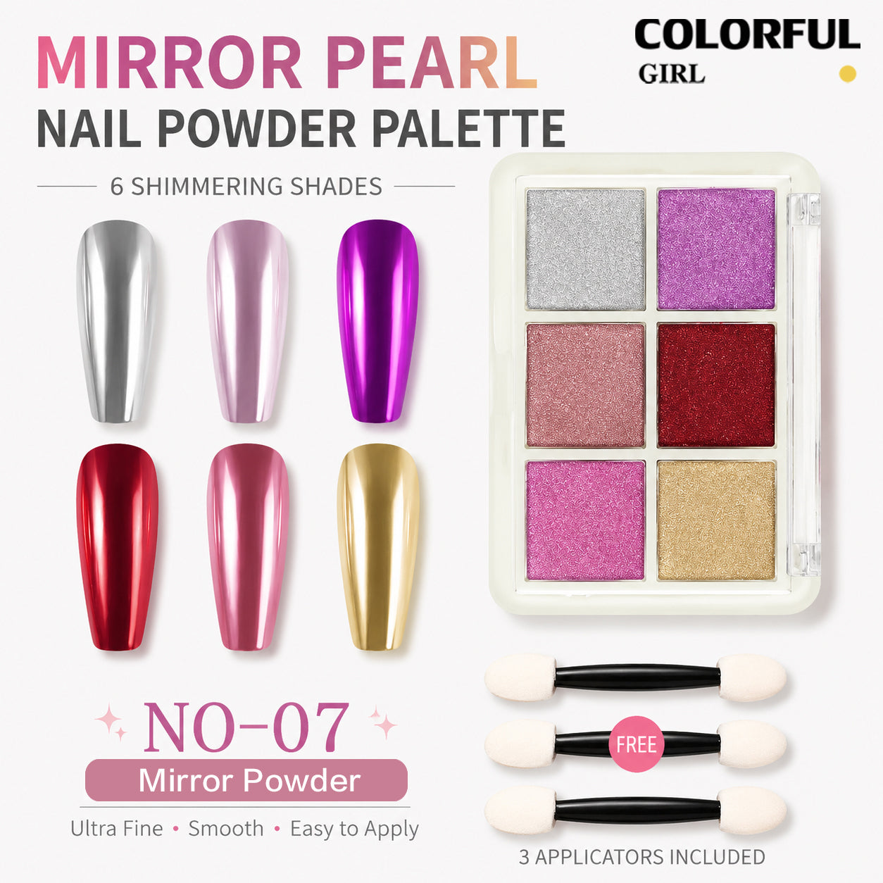 ผงกระจกวิเศษโซลิด 6 สี /4 สี ✨｜Mirror Powder / Aurora Powder / Laser Powder｜ผงขัดเล็บไทเทเนียม เม็ดสีโครเมียมเปลี่ยนสี｜เอฟเฟกต์แวววาวหรูหรา