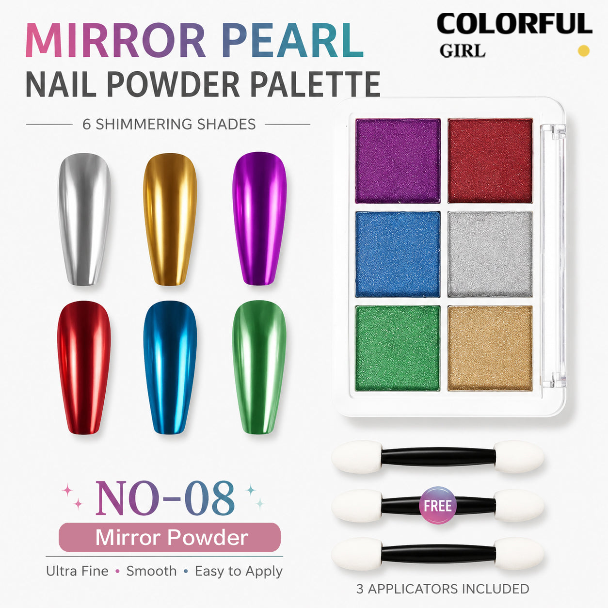 ผงกระจกวิเศษโซลิด 6 สี /4 สี ✨｜Mirror Powder / Aurora Powder / Laser Powder｜ผงขัดเล็บไทเทเนียม เม็ดสีโครเมียมเปลี่ยนสี｜เอฟเฟกต์แวววาวหรูหรา