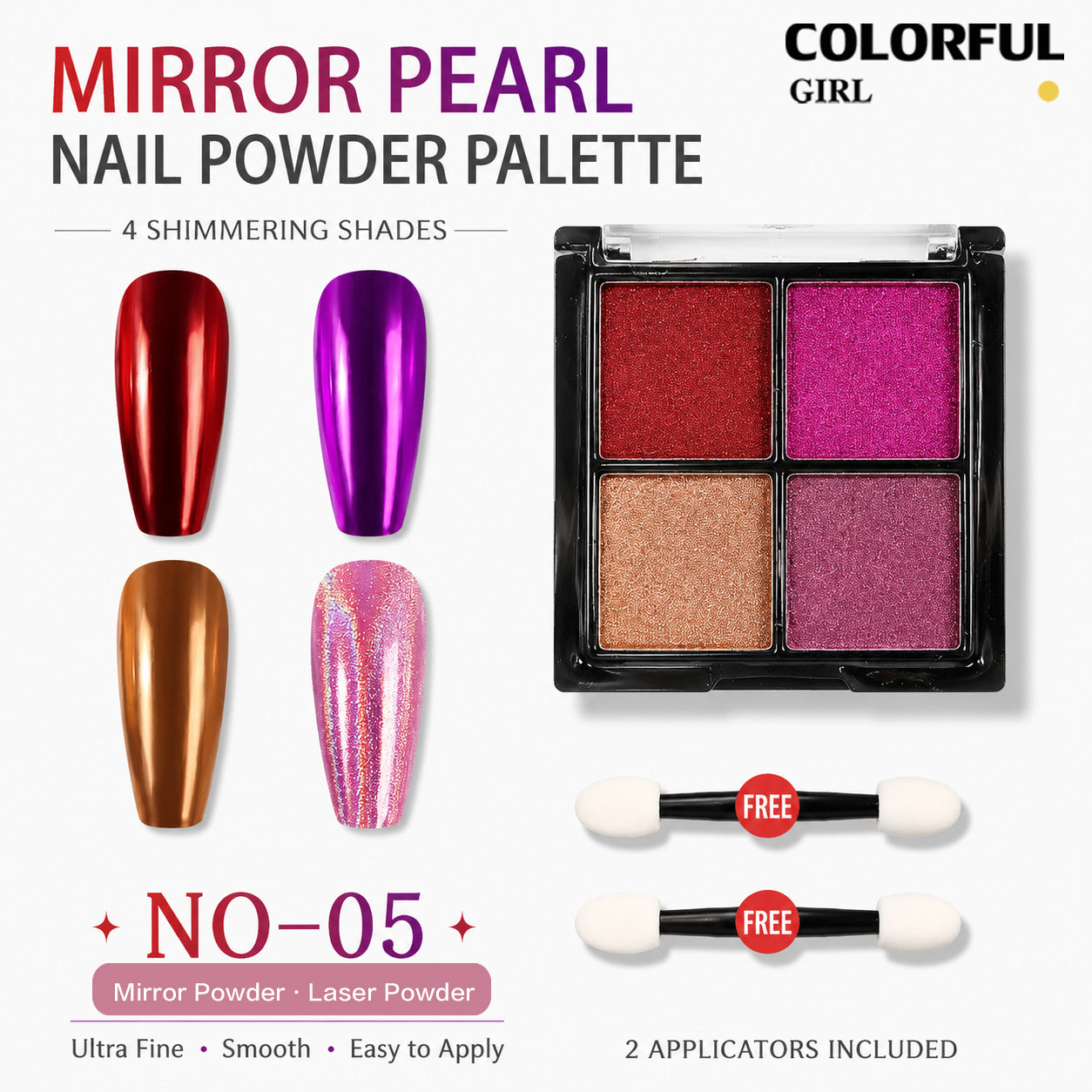 ผงกระจกวิเศษโซลิด 6 สี /4 สี ✨｜Mirror Powder / Aurora Powder / Laser Powder｜ผงขัดเล็บไทเทเนียม เม็ดสีโครเมียมเปลี่ยนสี｜เอฟเฟกต์แวววาวหรูหรา