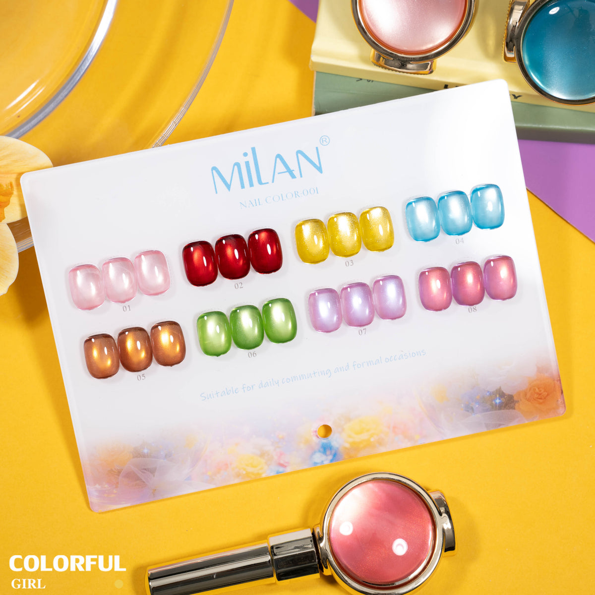 เจลเล็บ MILAN Cat Eye 8 สี สีเจลแคทอาย  |โทนสุภาพ หวานละมุน | เจลแม่เหล็กตาแมว | สีชัด ติดทนนาน สำหรับงานเล็บมืออาชีพ | สร้างเอฟเฟกต์แสงได้ทันที (ทามาให้แล้ว พร้อมใช้งาน)สีเจลแคทอาย