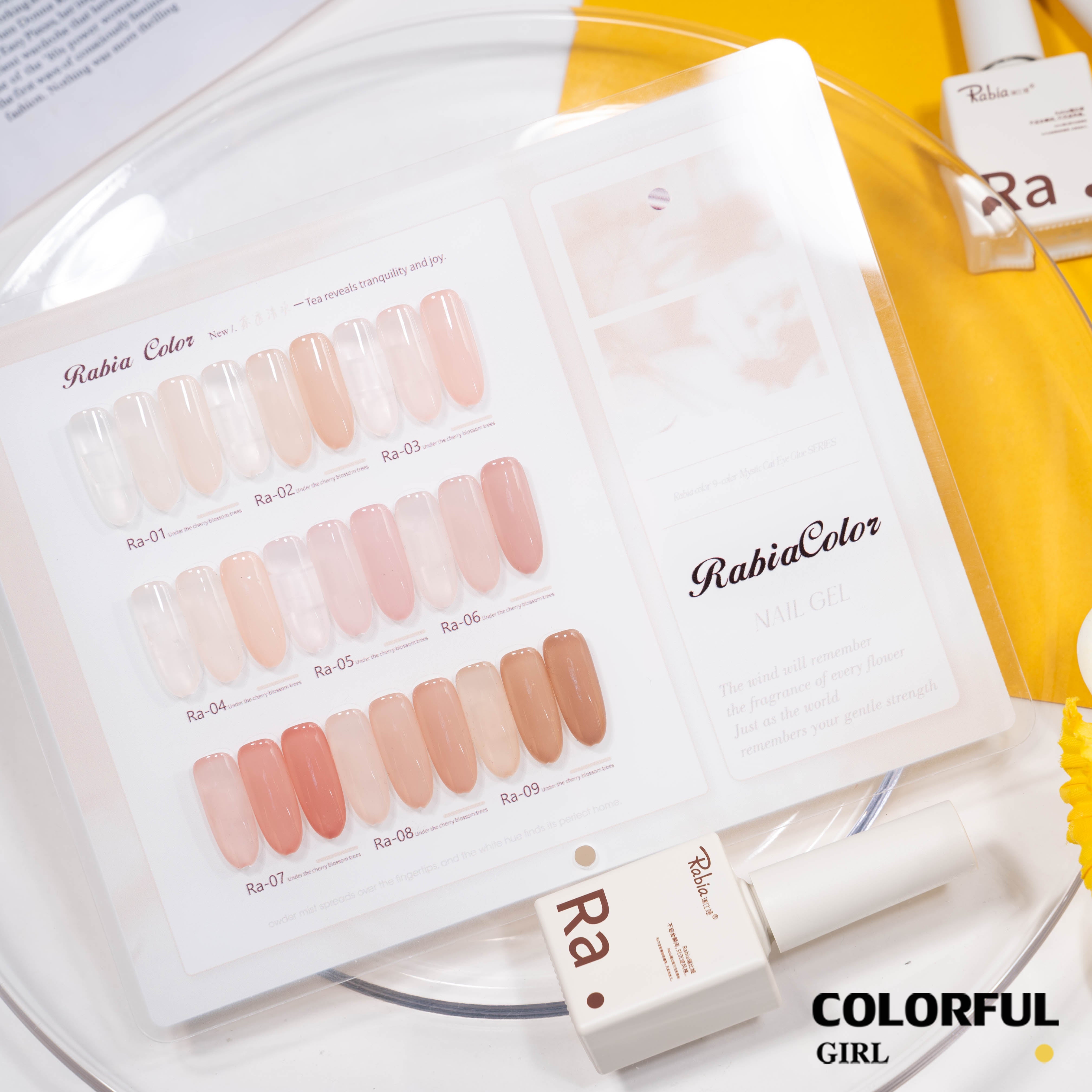 สินค้าขายดี | 【พร้อมส่ง】Rabia สีเจลไซรัป Baby Soft / สีเจลไซรัปโทนผิวธรรมชาติ โทนนู้ดเบบี้นมใส เนื้อเจลนมละมุน กึ่งโปร่งแสง สีสวยชัด 9 สี พร้อมทาใช้งานทันที ชาร์ตสีเจลสำหรับร้านทำเล็บ