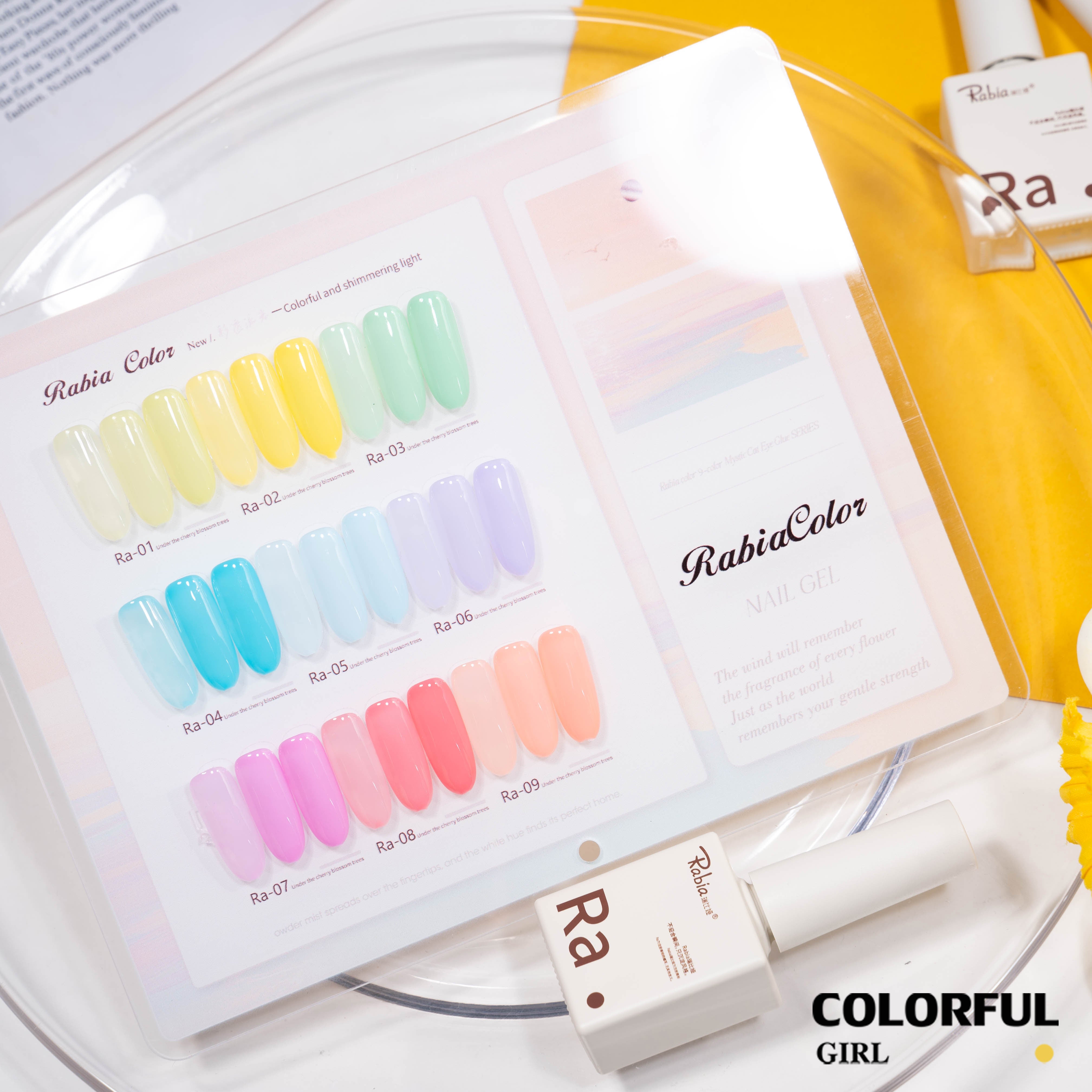 สินค้าขายดี | 【พร้อมส่ง】Rabia สีเจลไซรัป Baby Soft / สีเจลไซรัปโทนผิวธรรมชาติ โทนนู้ดเบบี้นมใส เนื้อเจลนมละมุน กึ่งโปร่งแสง สีสวยชัด 9 สี พร้อมทาใช้งานทันที ชาร์ตสีเจลสำหรับร้านทำเล็บ