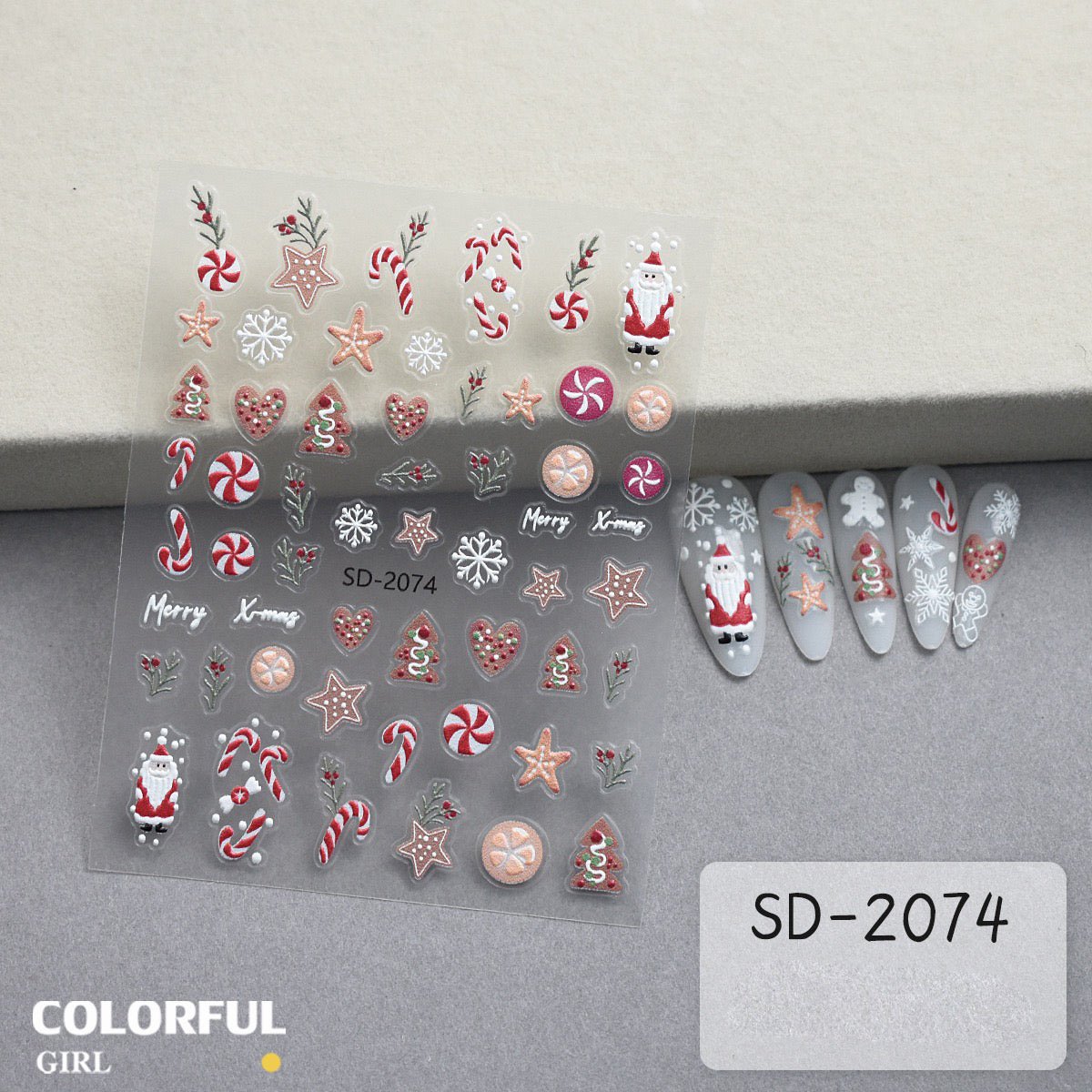Christmas Nail Art Set DIY 🎄 ชุดตกแต่งเล็บคริสต์มาส | Premium 3D Nail Charms & Stickers | Snowflake Santa Christmas Tree Nail Accessories | Holiday DIY Nail Decoration Collection