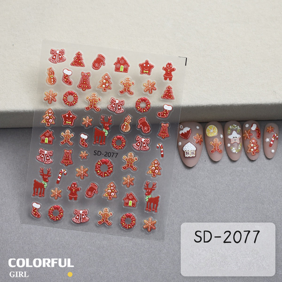 Christmas Nail Art Set DIY 🎄 ชุดตกแต่งเล็บคริสต์มาส | Premium 3D Nail Charms & Stickers | Snowflake Santa Christmas Tree Nail Accessories | Holiday DIY Nail Decoration Collection