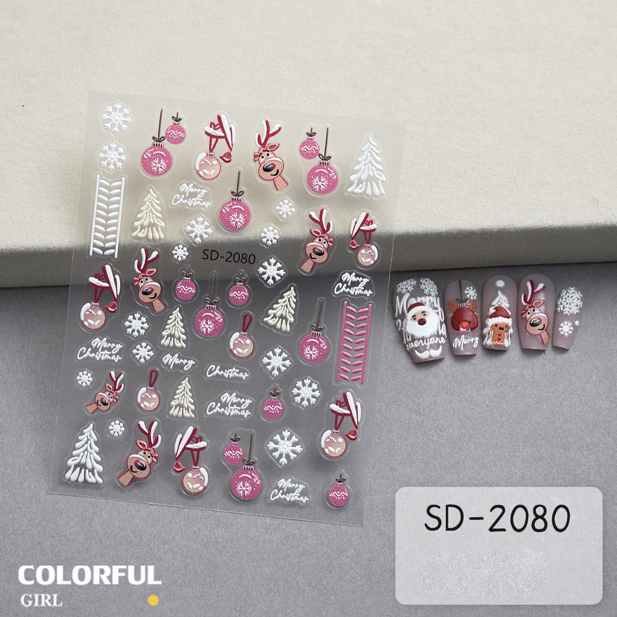 Christmas Nail Art Set DIY 🎄 ชุดตกแต่งเล็บคริสต์มาส | Premium 3D Nail Charms & Stickers | Snowflake Santa Christmas Tree Nail Accessories | Holiday DIY Nail Decoration Collection