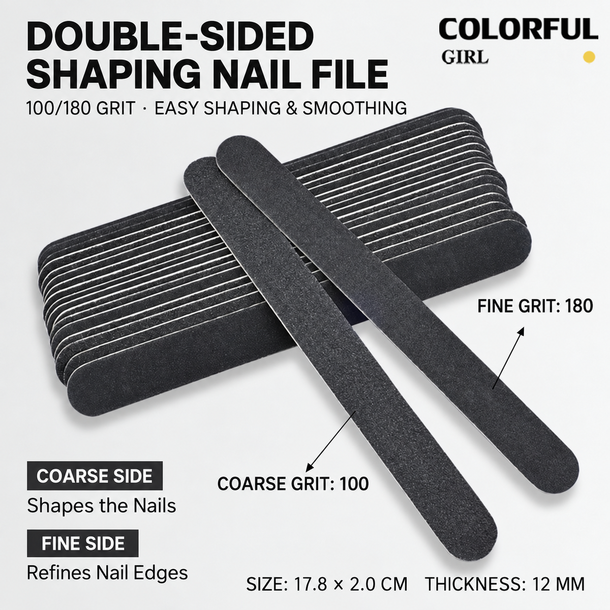 【พร้อมส่ง】ตะไบเล็บ ตะไบสองหน้า 100/180 และ 180/240 Grit บล็อกขัดเล็บ ตะไบบัฟ ตะไบหยาบ–ละเอียด สำหรับเตรียมหน้าเล็บ ต่อเล็บเจล และถอดสีเจล ขายแยกชิ้น