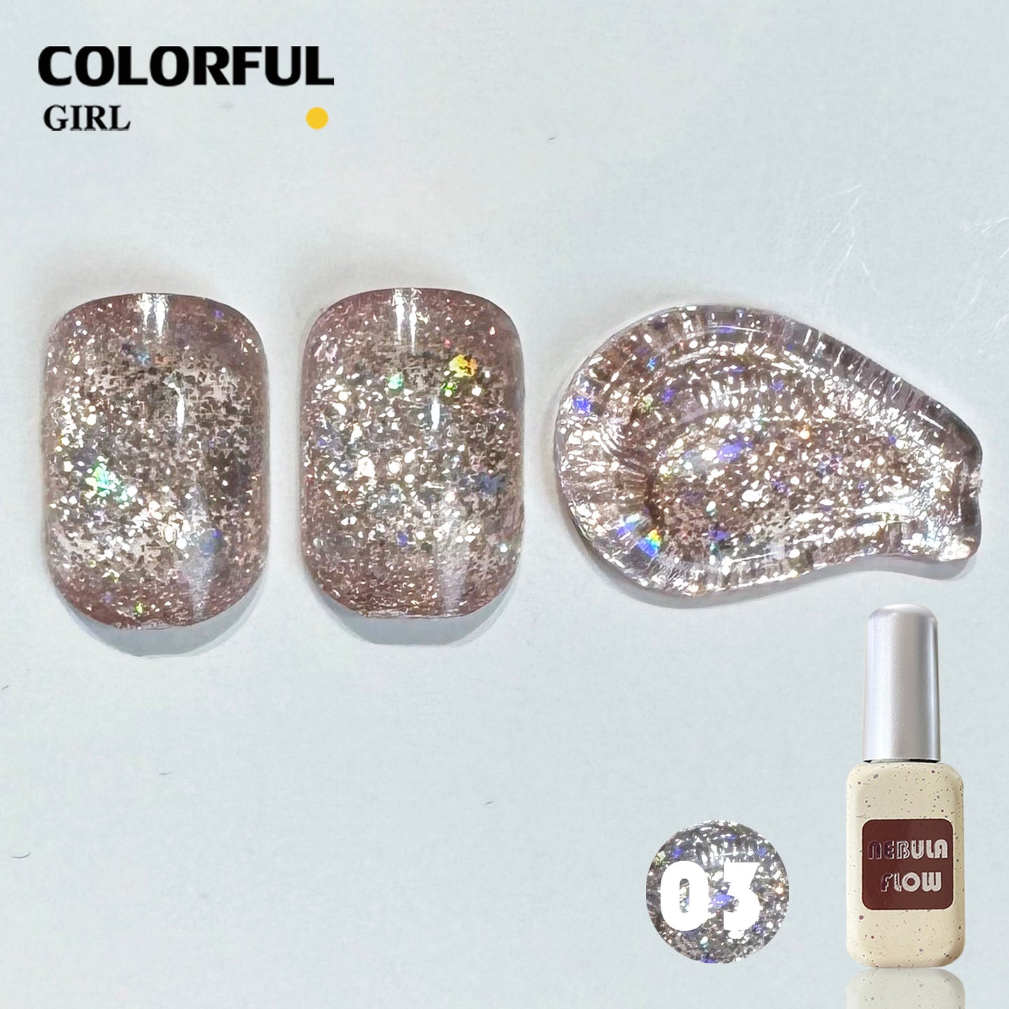 【พร้อมส่ง】NF-017|24สี แบบแยกขวด สีกากเพชร+เลเซอร์แฟลช NebulNFlow｜สีเจล สีเล็บเจล วิบวับ สวยมาก ต้องอบ