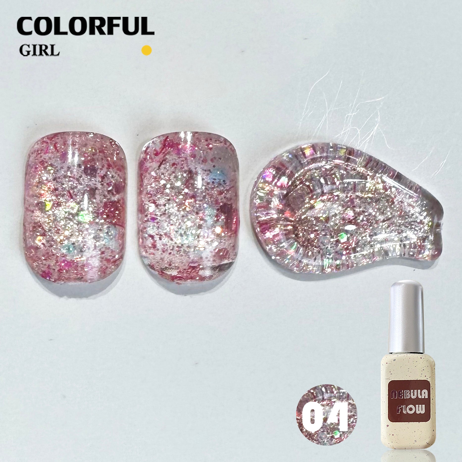NebulaFlow 24สี แบบแยกขวด เบอร์ 1-24  สีกากเพชร+เลเซอร์แฟลช ｜สีเจล