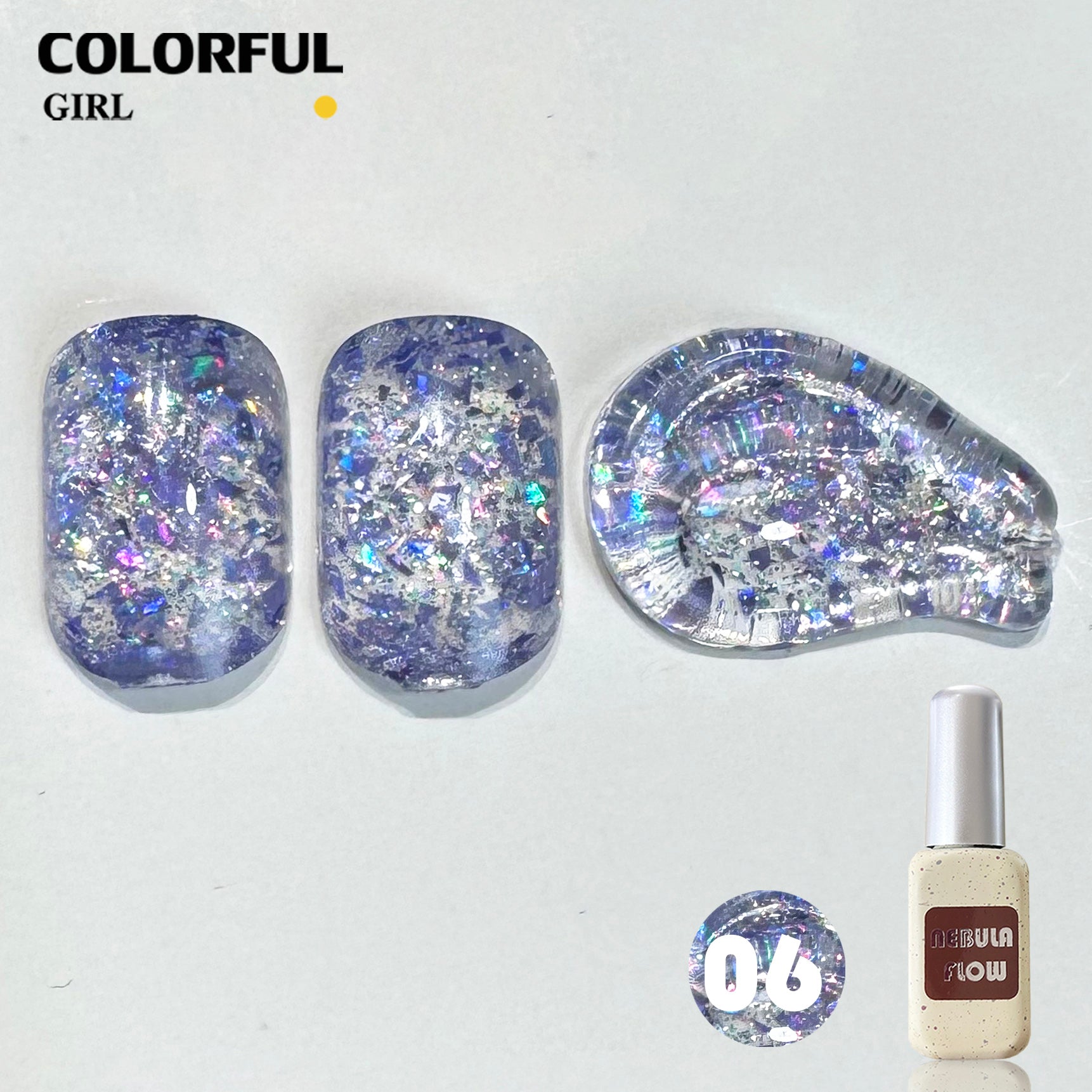 NebulaFlow 24สี แบบแยกขวด เบอร์ 1-24  สีกากเพชร+เลเซอร์แฟลช ｜สีเจล