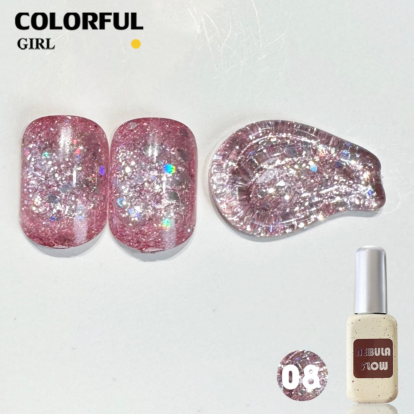 【พร้อมส่ง】NF-017|24สี แบบแยกขวด สีกากเพชร+เลเซอร์แฟลช NebulNFlow｜สีเจล สีเล็บเจล วิบวับ สวยมาก ต้องอบ