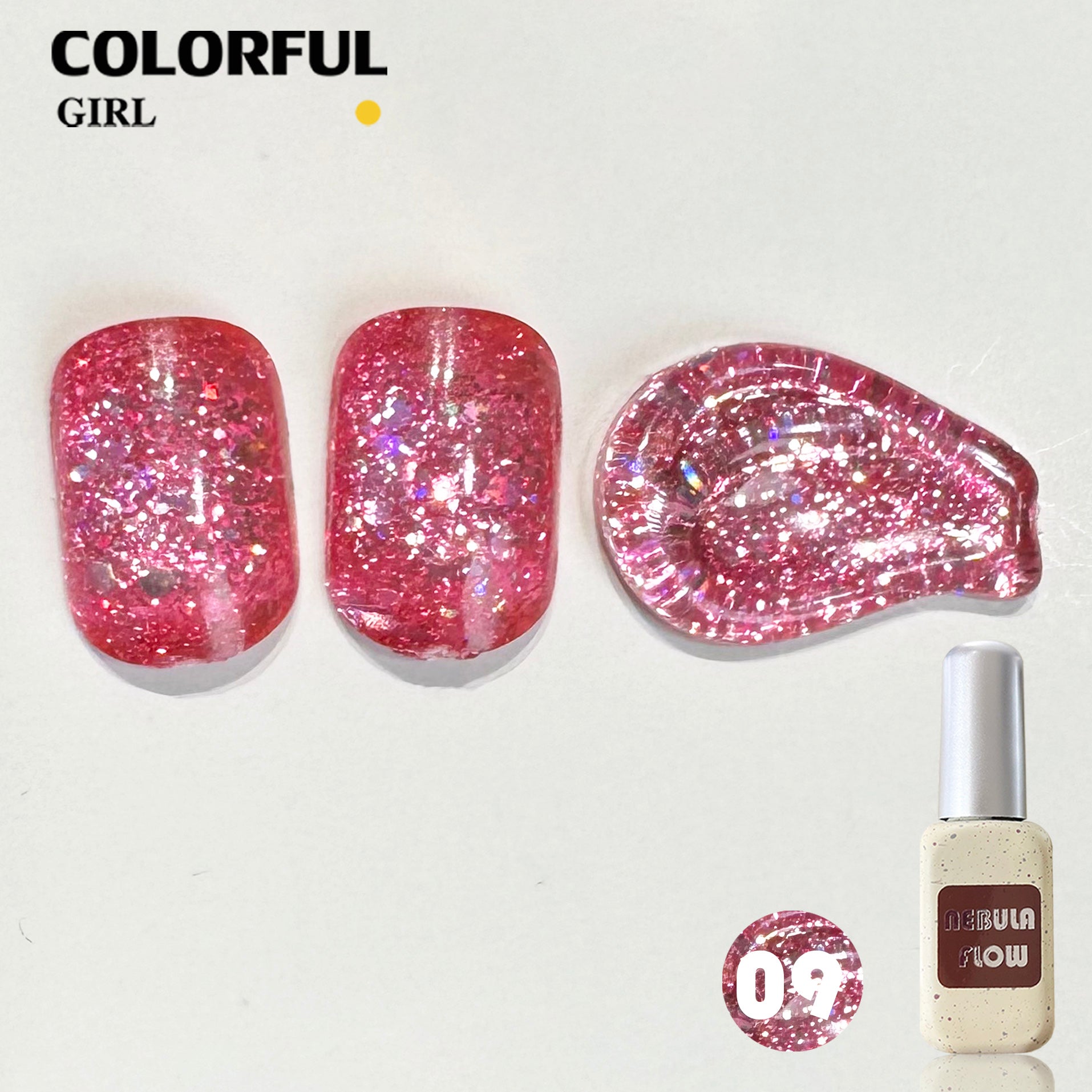 NebulaFlow 24สี แบบแยกขวด เบอร์ 1-24  สีกากเพชร+เลเซอร์แฟลช ｜สีเจล