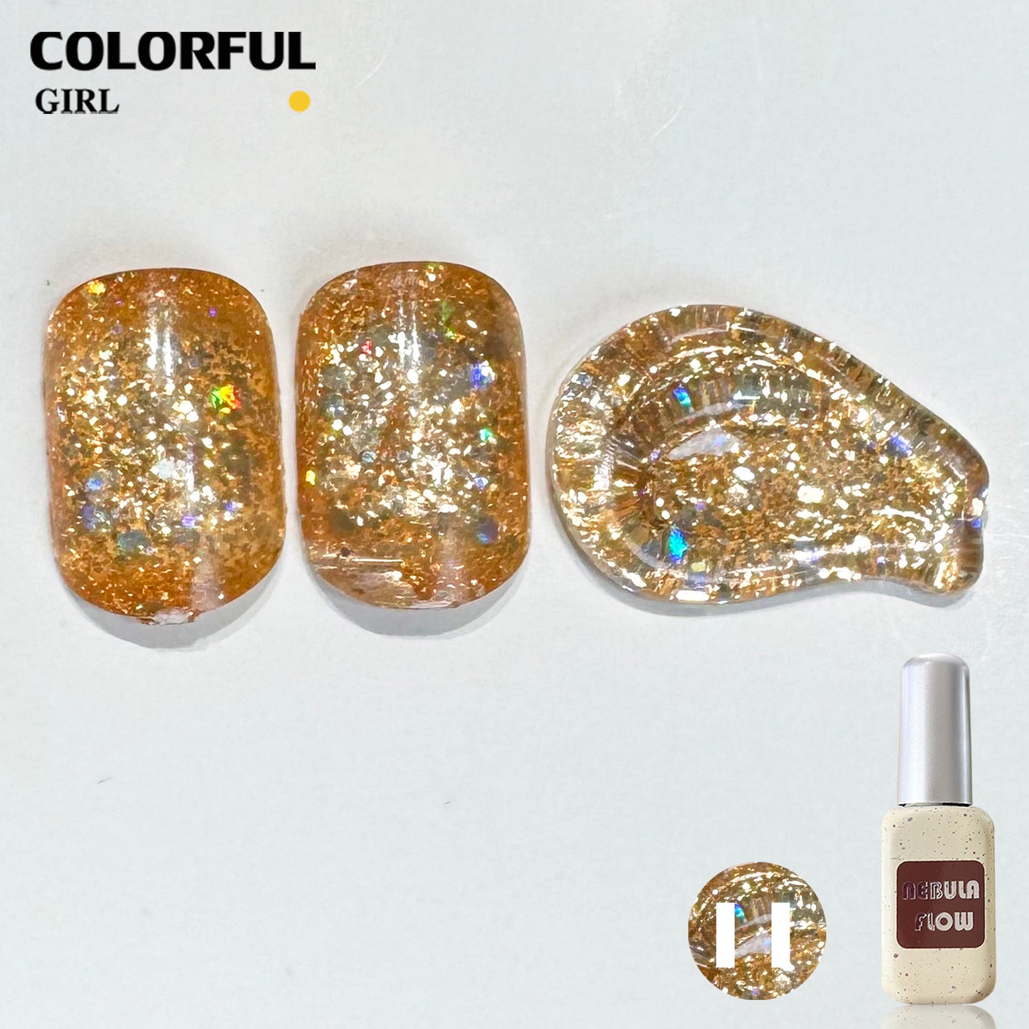 【พร้อมส่ง】NF-017|24สี แบบแยกขวด สีกากเพชร+เลเซอร์แฟลช NebulNFlow｜สีเจล สีเล็บเจล วิบวับ สวยมาก ต้องอบ