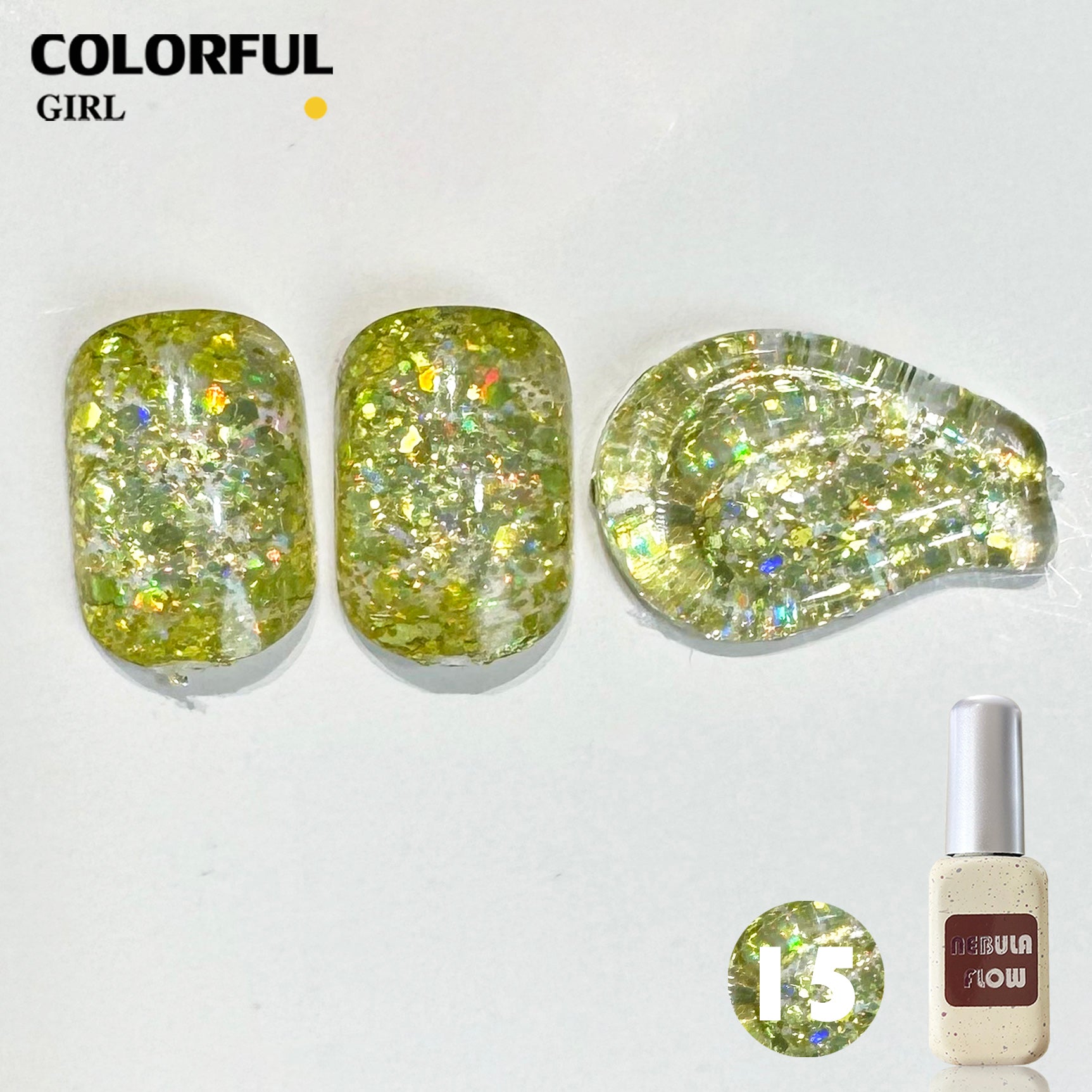 NebulaFlow 24สี แบบแยกขวด เบอร์ 1-24  สีกากเพชร+เลเซอร์แฟลช ｜สีเจล