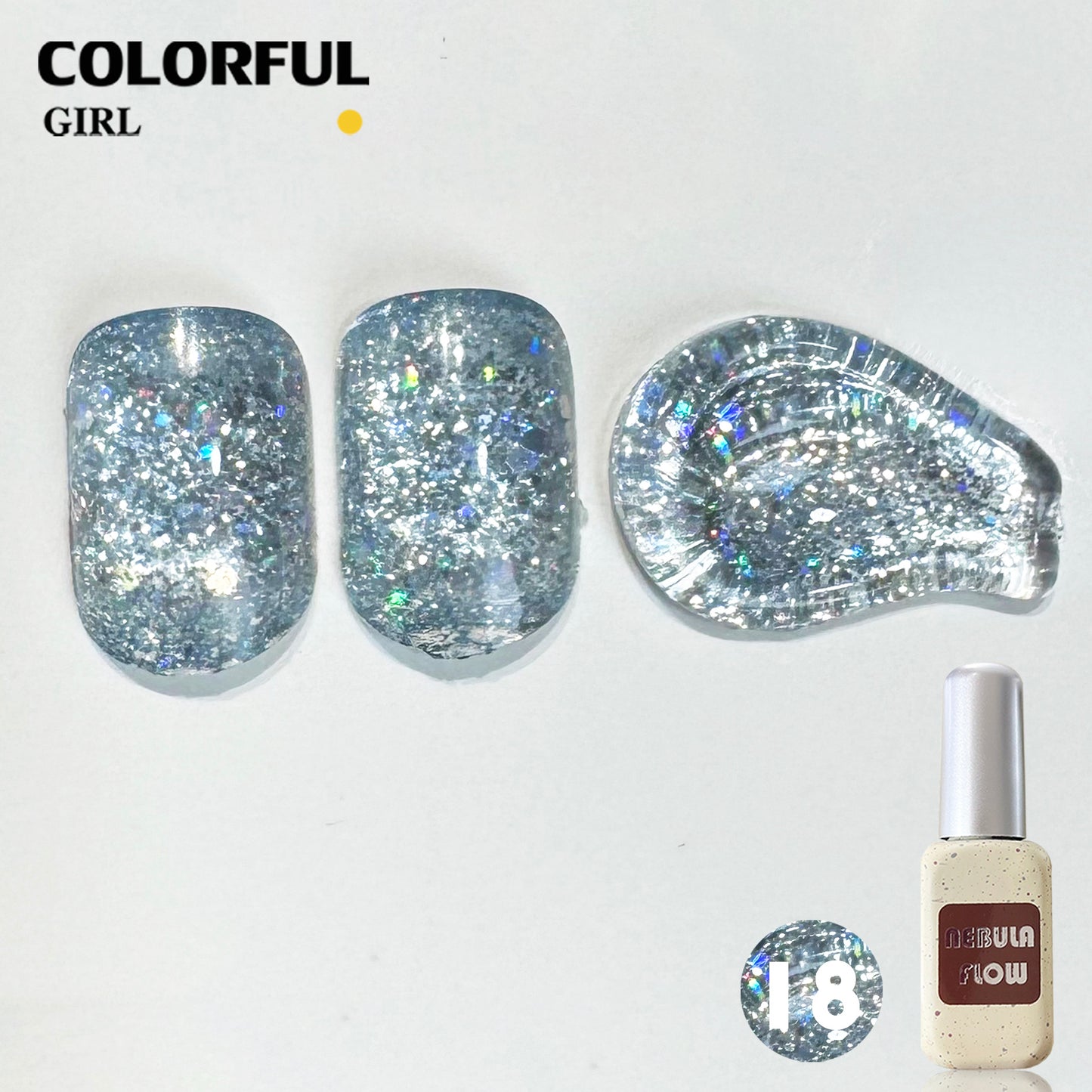 【พร้อมส่ง】NF-017|24สี แบบแยกขวด สีกากเพชร+เลเซอร์แฟลช NebulNFlow｜สีเจล สีเล็บเจล วิบวับ สวยมาก ต้องอบ
