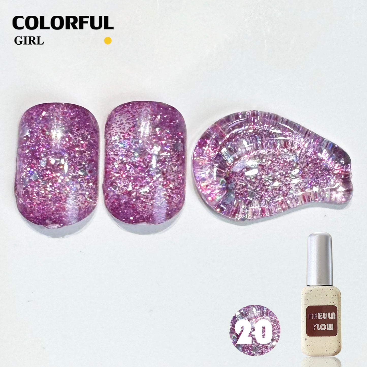 【พร้อมส่ง】NF-017|24สี แบบแยกขวด สีกากเพชร+เลเซอร์แฟลช NebulNFlow｜สีเจล สีเล็บเจล วิบวับ สวยมาก ต้องอบ