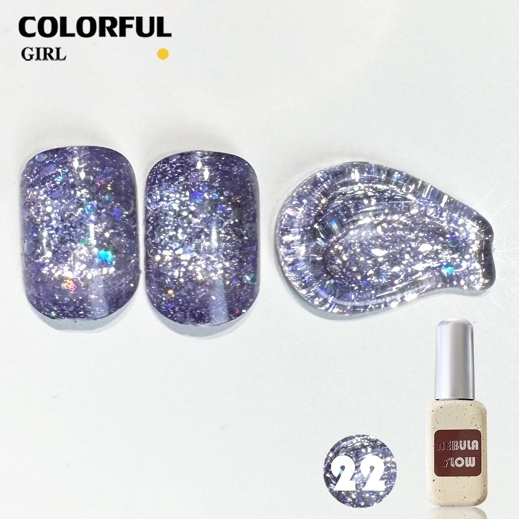 NebulaFlow 24สี แบบแยกขวด เบอร์ 1-24  สีกากเพชร+เลเซอร์แฟลช ｜สีเจล