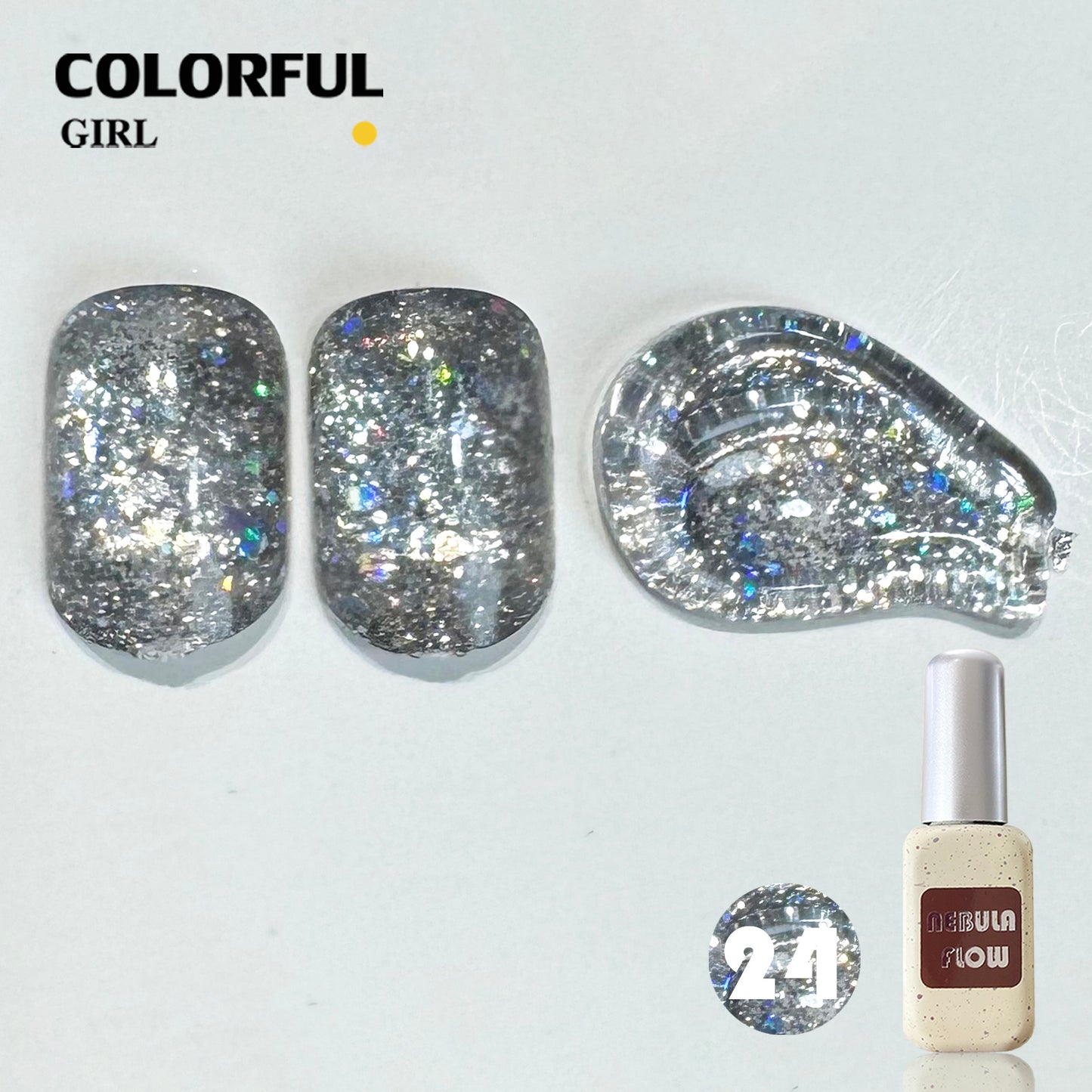 【พร้อมส่ง】NF-017|24สี แบบแยกขวด สีกากเพชร+เลเซอร์แฟลช NebulNFlow｜สีเจล สีเล็บเจล วิบวับ สวยมาก ต้องอบ
