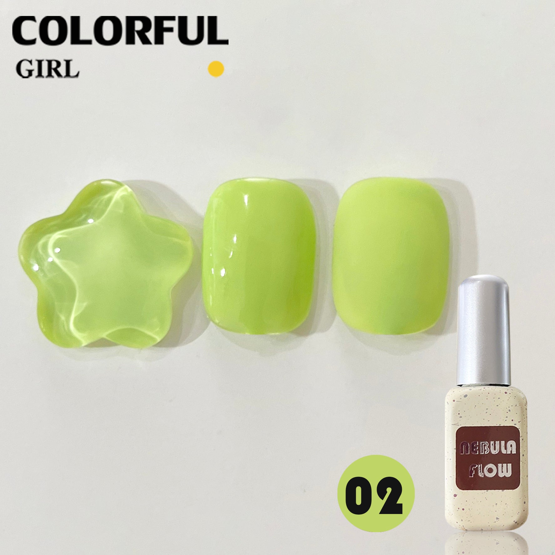 NebulaFlow 12สี แบบแยกขวด ｜สีเจลสีพื้น/สีเจลกลิซเตอร์ (ชาร์ทโทนเขียว)