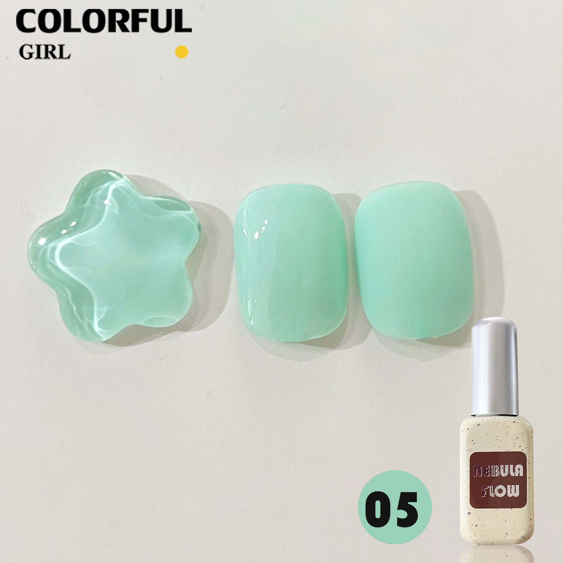 NebulaFlow 12สี แบบแยกขวด ｜สีเจลสีพื้น/สีเจลกลิซเตอร์ (ชาร์ทโทนเขียว)