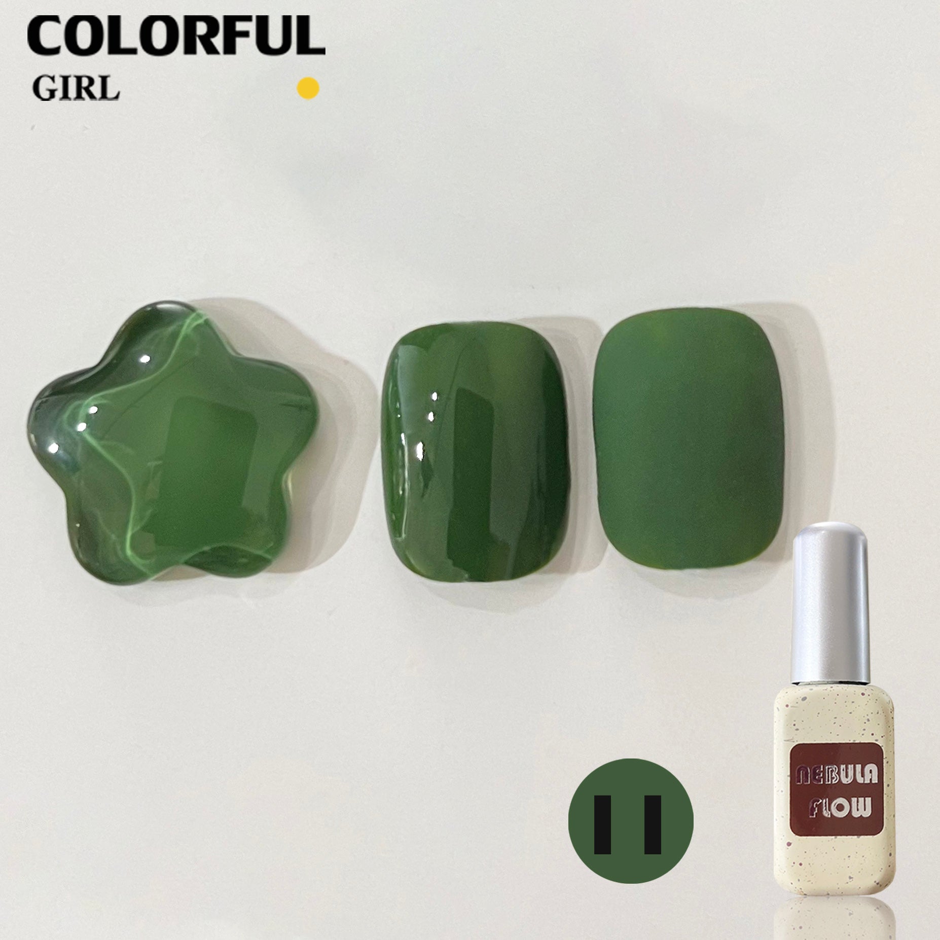 NebulaFlow 12สี แบบแยกขวด ｜สีเจลสีพื้น/สีเจลกลิซเตอร์ (ชาร์ทโทนเขียว)