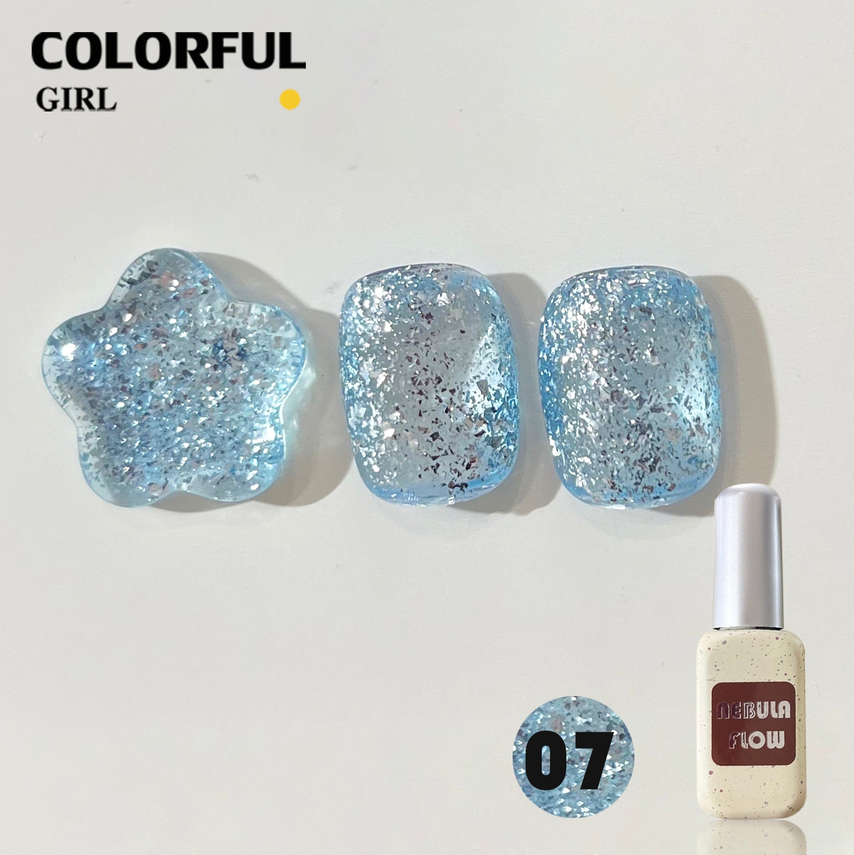 NebulaFlow 12สี แบบแยกขวด ｜สีเจลสีพื้น/สีเจลกลิซเตอร์ (ชาร์ทโทนน้ำเงิน)