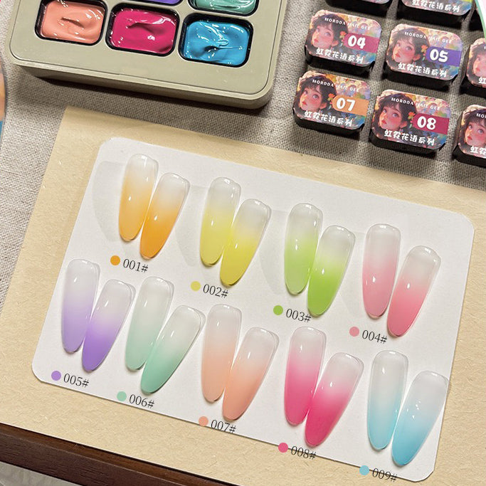 ✨พร้อมส่ง✨ เล็บเจล 1 ชิ้น ใหม่Solid Pat Gel 9-square series  ยาทาเล็บ Pat กาว Delicate หนาสูง Saturation Blooming Gradient No-Wash ยาทาเล็บ 9 Grid Series