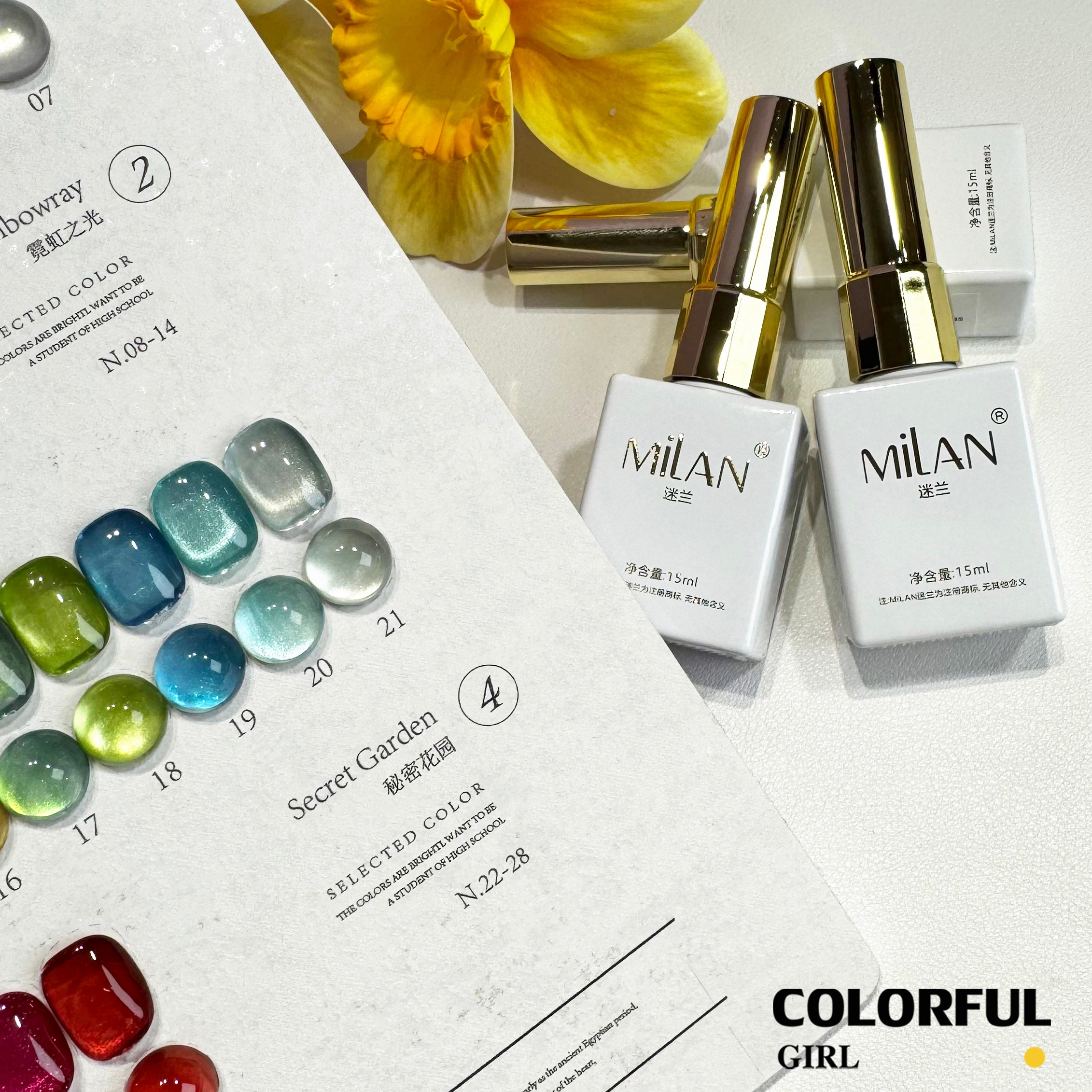 MILAN 28สี สีเจลแคทอายเนื้อซาติน สีเจลแคทอาย  ฟรีชาร์ทสี