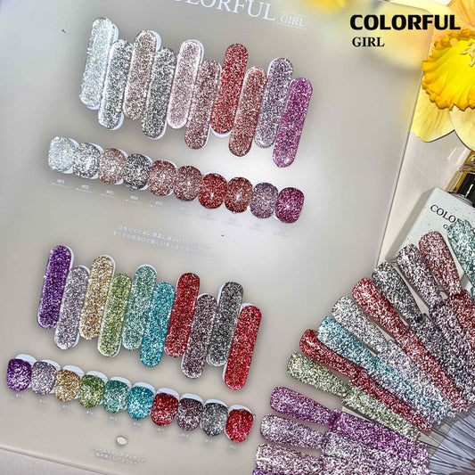 【พร้อมส่ง】 Colorful girlสีเจลแฟลช   สีทาเล็บเจล 20สี( Colorful girl) สีเจล20สี สีเจลแฟลช   แถม ชาร์ทสี