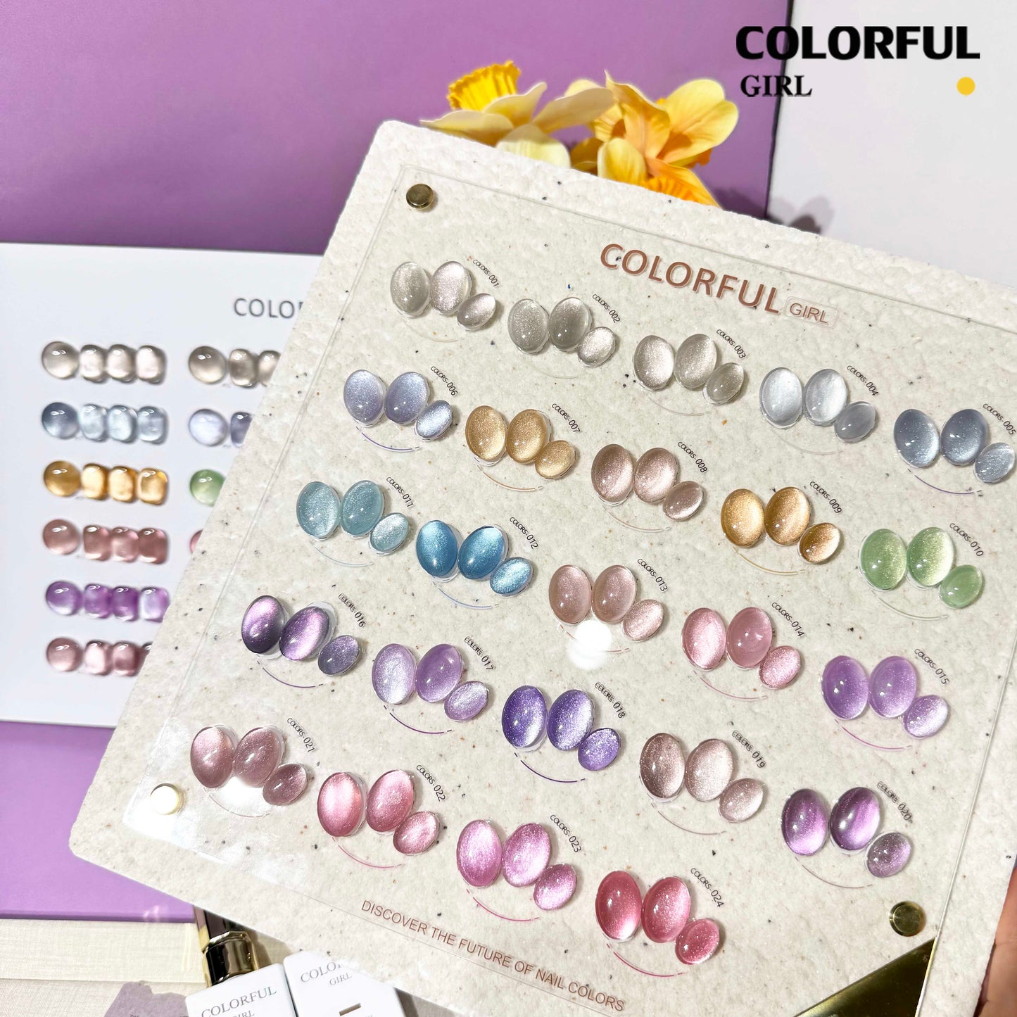 【พร้อมส่ง】Colorful Girl 24สี เจลแคทอายผิวซาตินมุก เนื้อเจลแคทอาย ซาติน 24สี สีลูกแก้ว พร้อมแถมชาร์ทสี (ทาให้แล้ว) สีสวย เงางาม เม็ดสีแน่นชัด