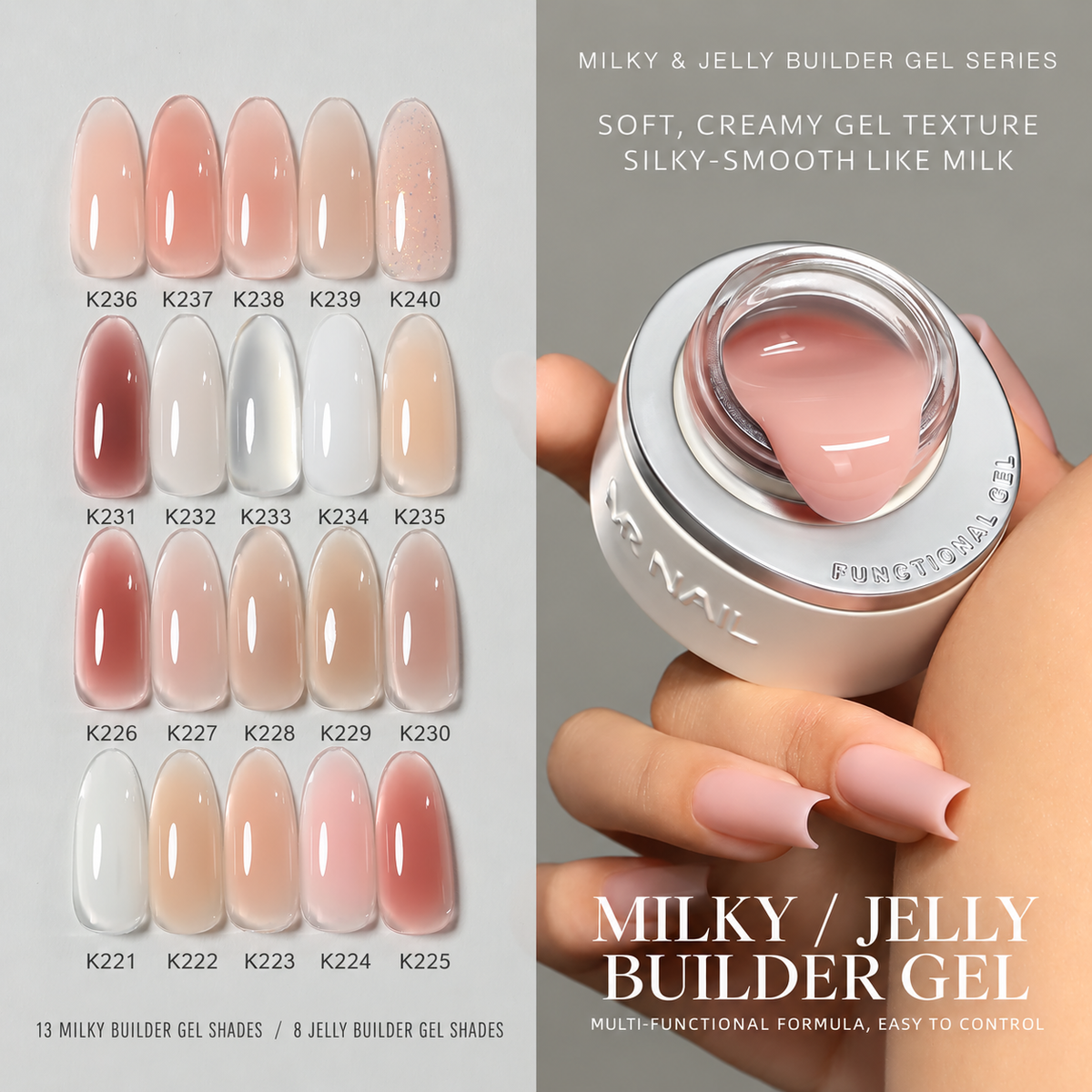 【พร้อมส่ง】MR.NAIL Milky / Jelly Builder Gel เจลต่อเล็บ 30 กรัม 13 สี โทนนู้ด ชมพู มิลค์กี้และสีใส เจลเสริมหน้าเล็บ ปั้นทรง ต่อเล็บและซ่อมเล็บ