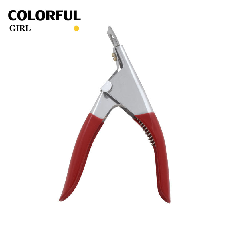 ✨พร้อมส่ง✨กรรไกรตัดเล็บปลอม สเตนเลส รูปตัว U สไตล์ฝรั่งเศส สําหรับตกแต่งเล็บ กรรไกรตัดเล็บปลอม มีกล่องเก็บเศษเล็บ วัดขนาดเล็บได้