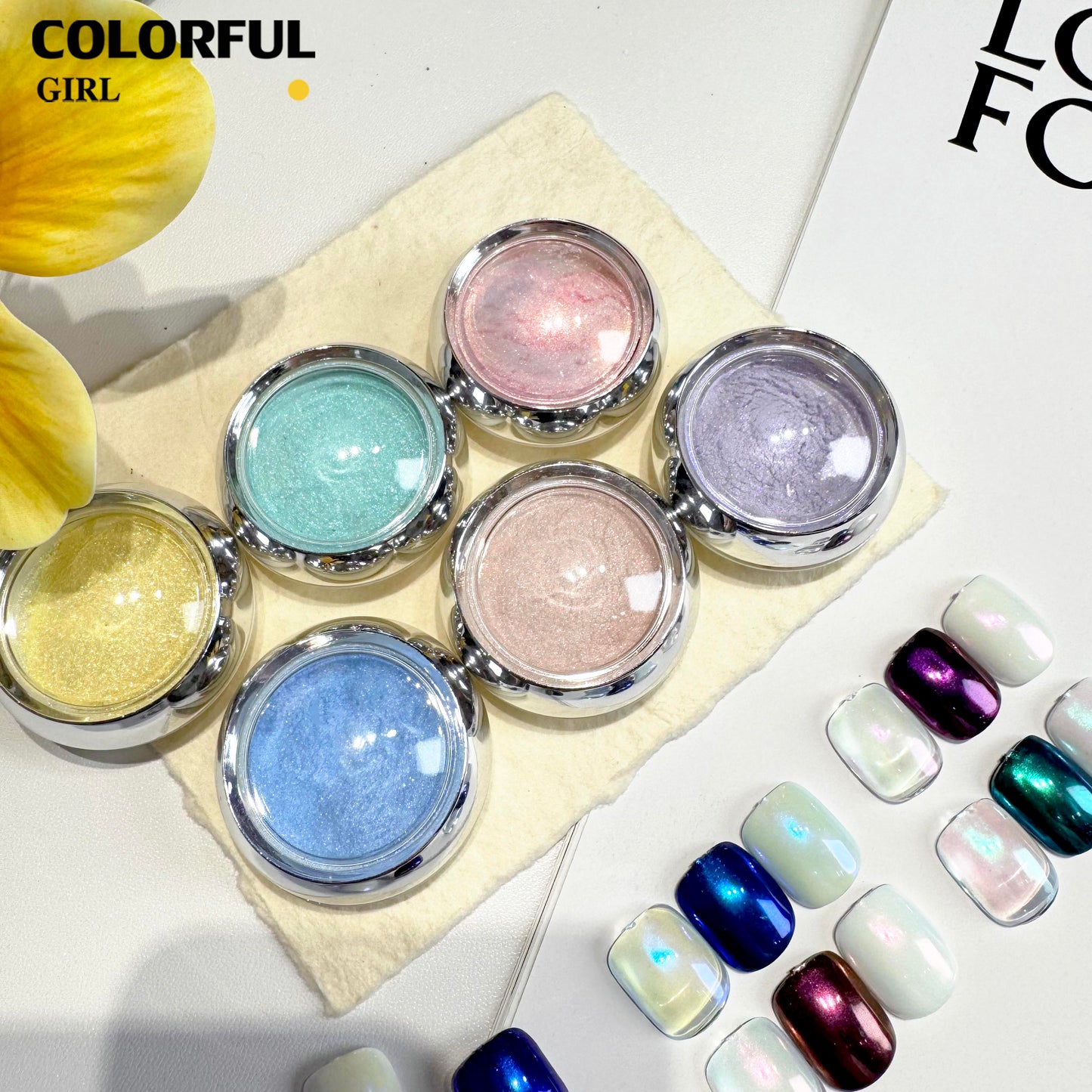 【พร้อมส่ง】6 สี Aurora ผงขัดออโรร่า 6 ตลับ ผงขัดเล็บ สีโฮโรแกรม สีแต่งเล็บ ผงมุก ผงกระจก นีออน  6 ขวด/ชุด 💅🏻แถมแปรงขัด
