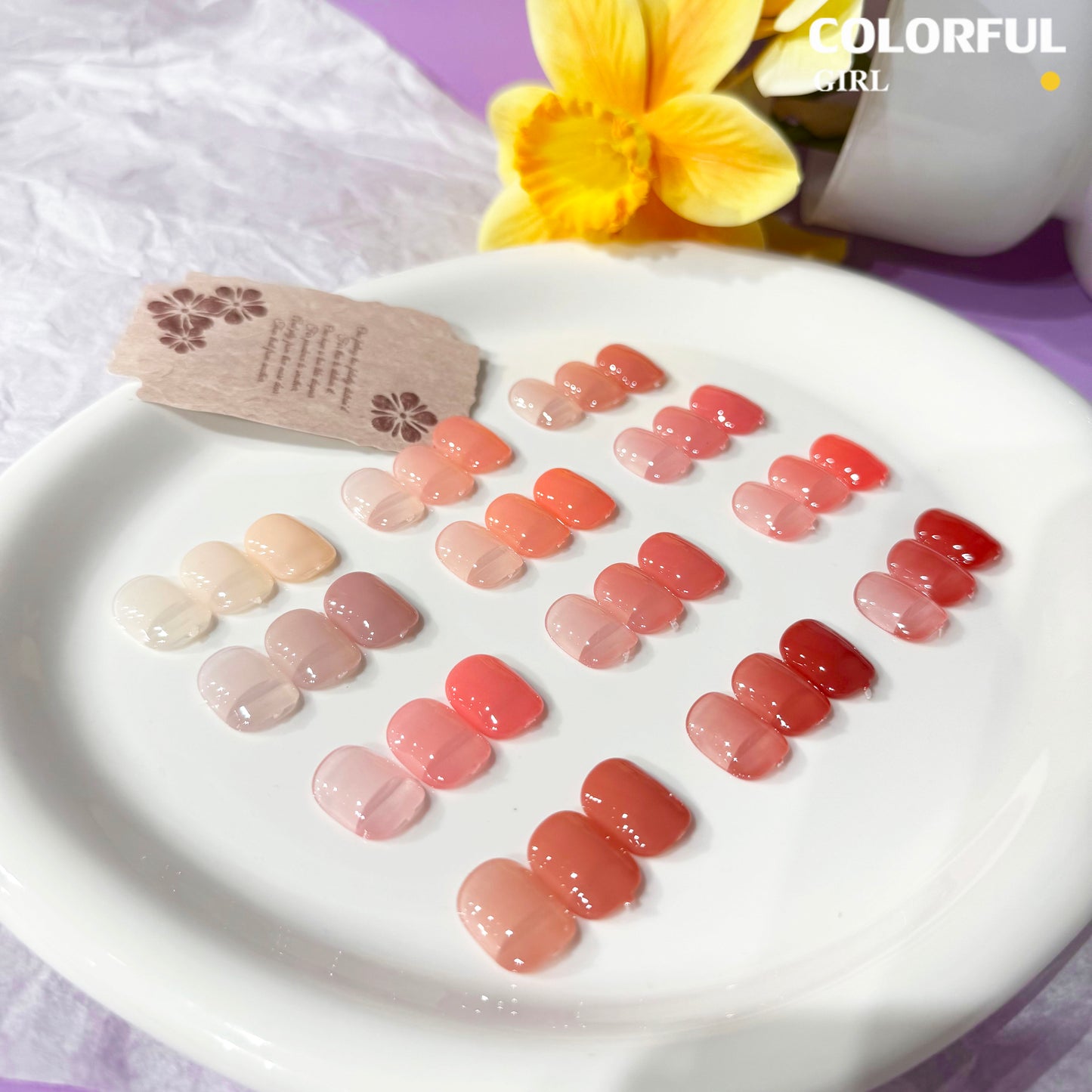 【พร้อมส่ง】💅 สีทาเล็บเจล Colorful Girl ✦ เซต 12 สี ✦ โทนชมพู Ice Peach หวานละมุน ✦ แถมฟรีชาร์ตสี 💖ซีรีส์ Sweet Nude Pink ｜ Pink Butterfly Mist Series