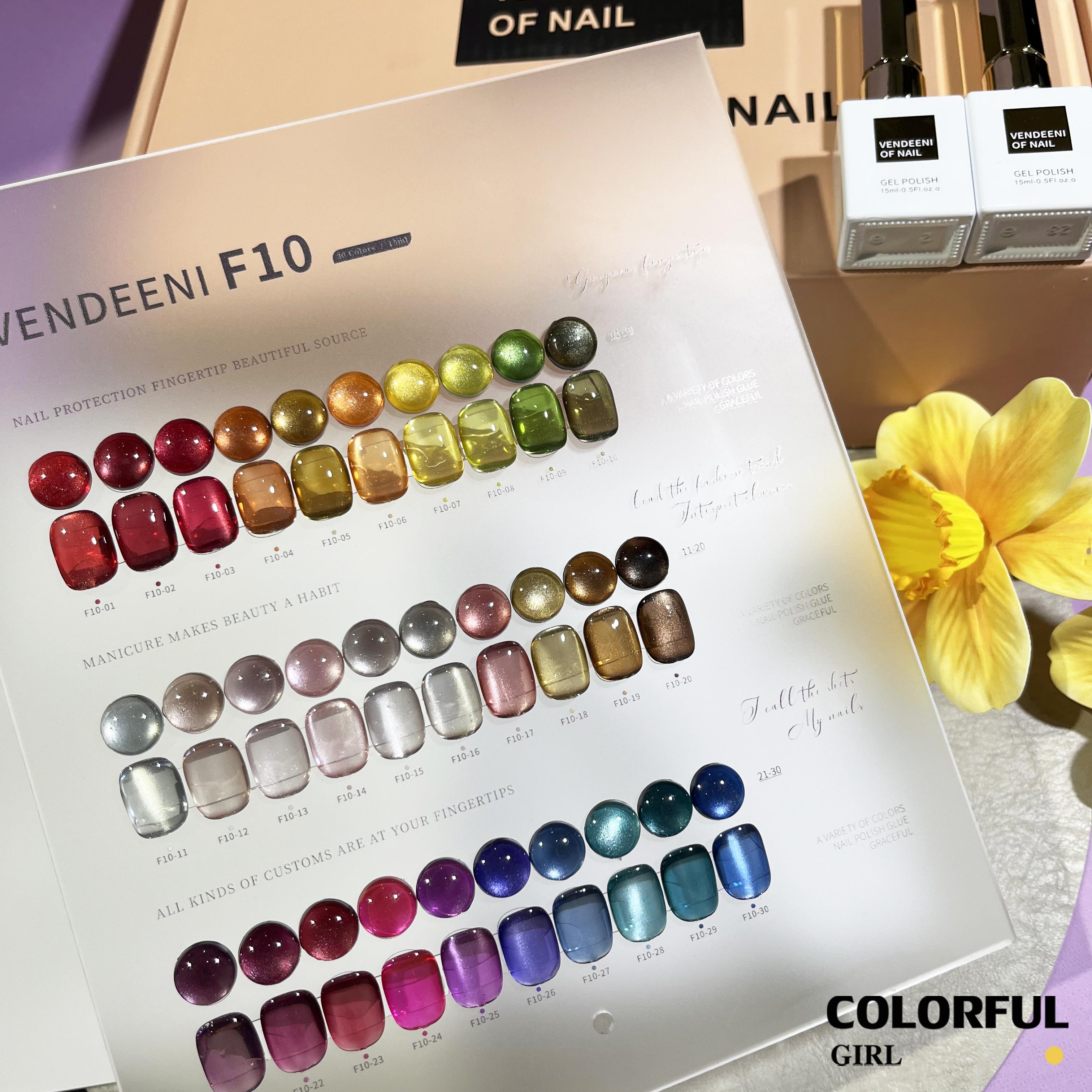 Vendeeni VDN-F10 30สี สีเจลแคทอายเนื้อซาติน  แถมฟรีชาร์ทสี
