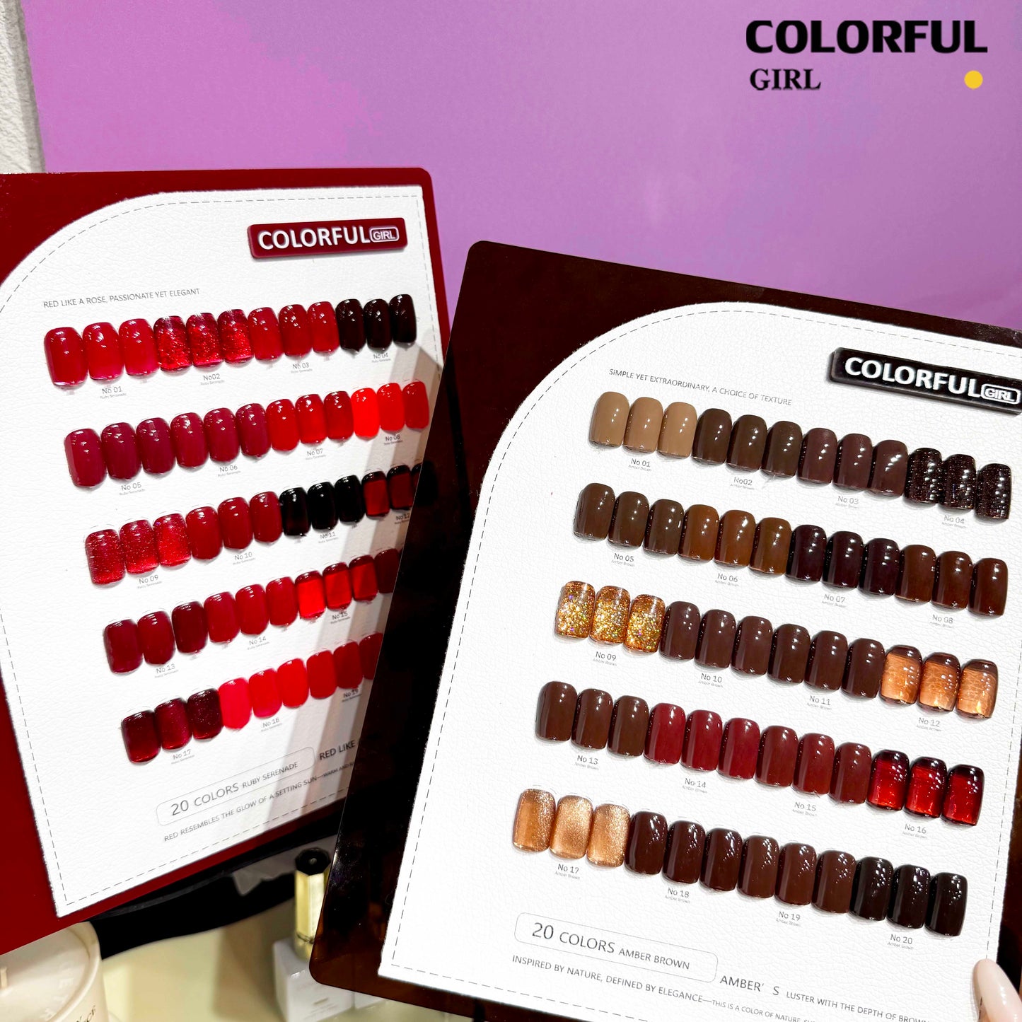 Colorful Girl 20 สี /  โทนน้ำตาลและโทนแดง / สีไซรัป สีพื้น สีลูกแก้ว สีแฟลช  ฟรีชาร์ทสี