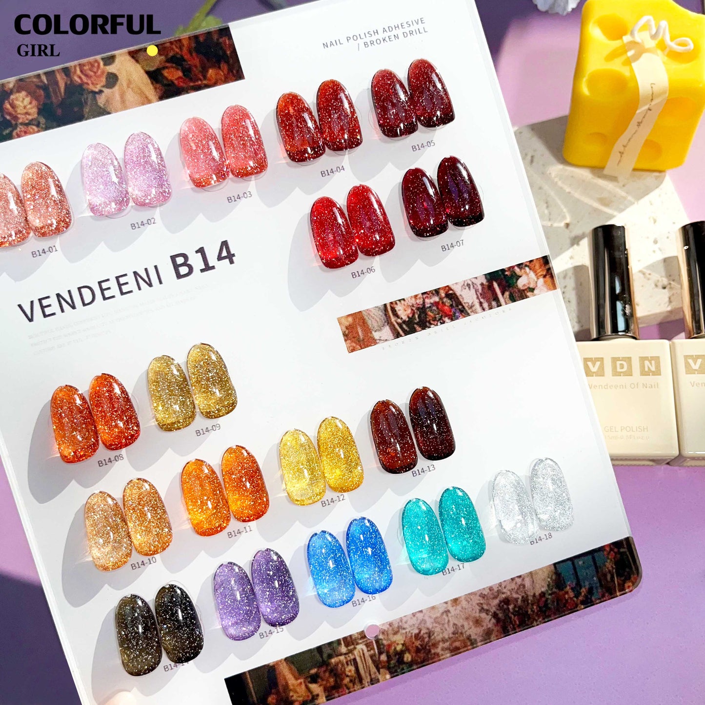 【พร้อมส่ง】สีเจลแฟลช   สีทาเล็บเจล VENDEENI 18สี（ VENDEENI) สีเจล 18สี สีเจลแฟลช   แถม ชาร์ทสี