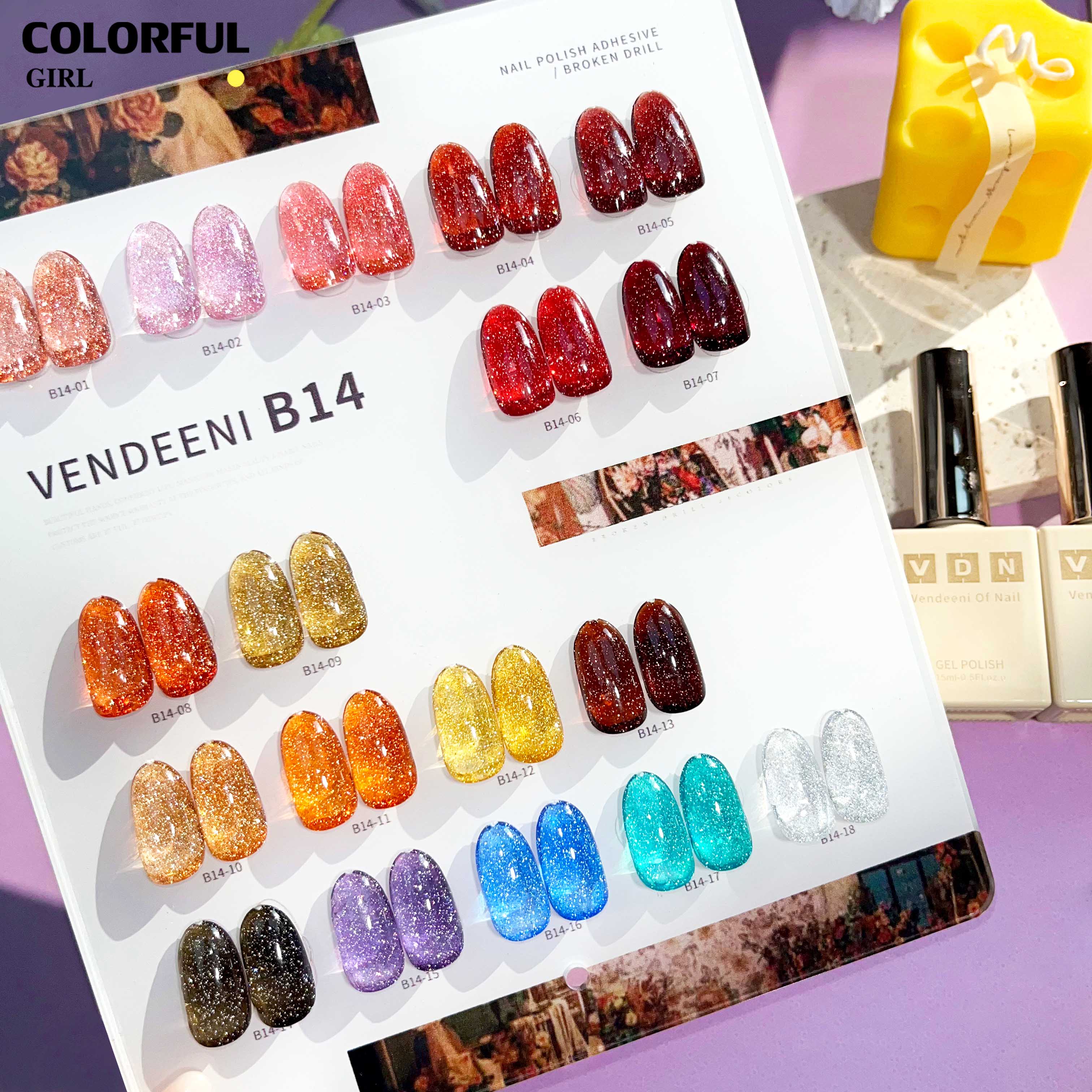 VENDEENI 18สี สีเจลแฟลช แถมฟรีชาร์จสี