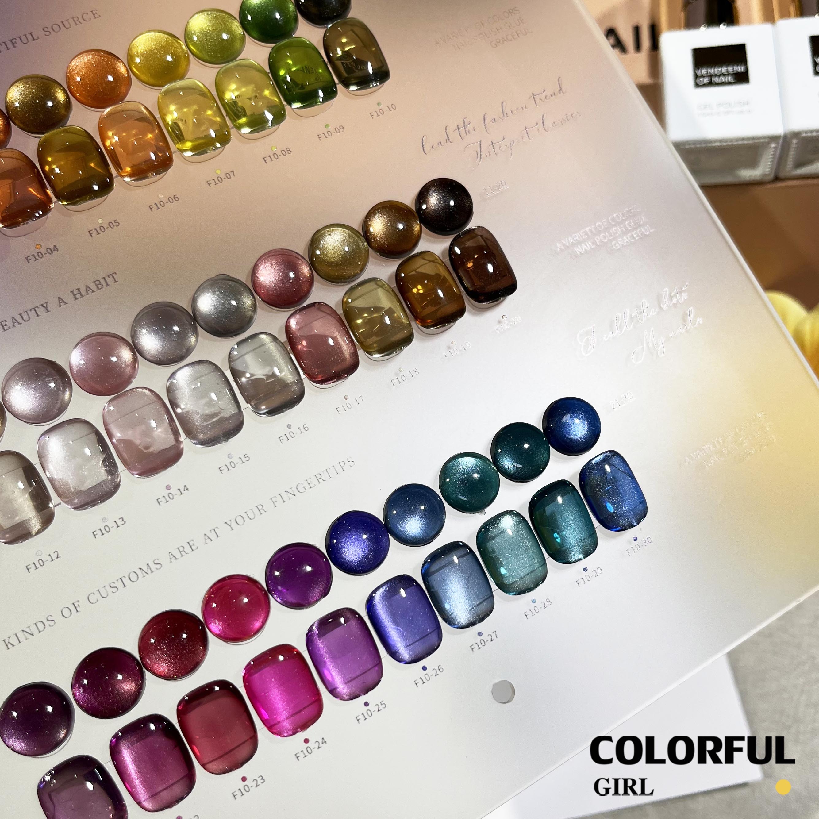 Vendeeni VDN-F10 30สี สีเจลแคทอายเนื้อซาติน  แถมฟรีชาร์ทสี