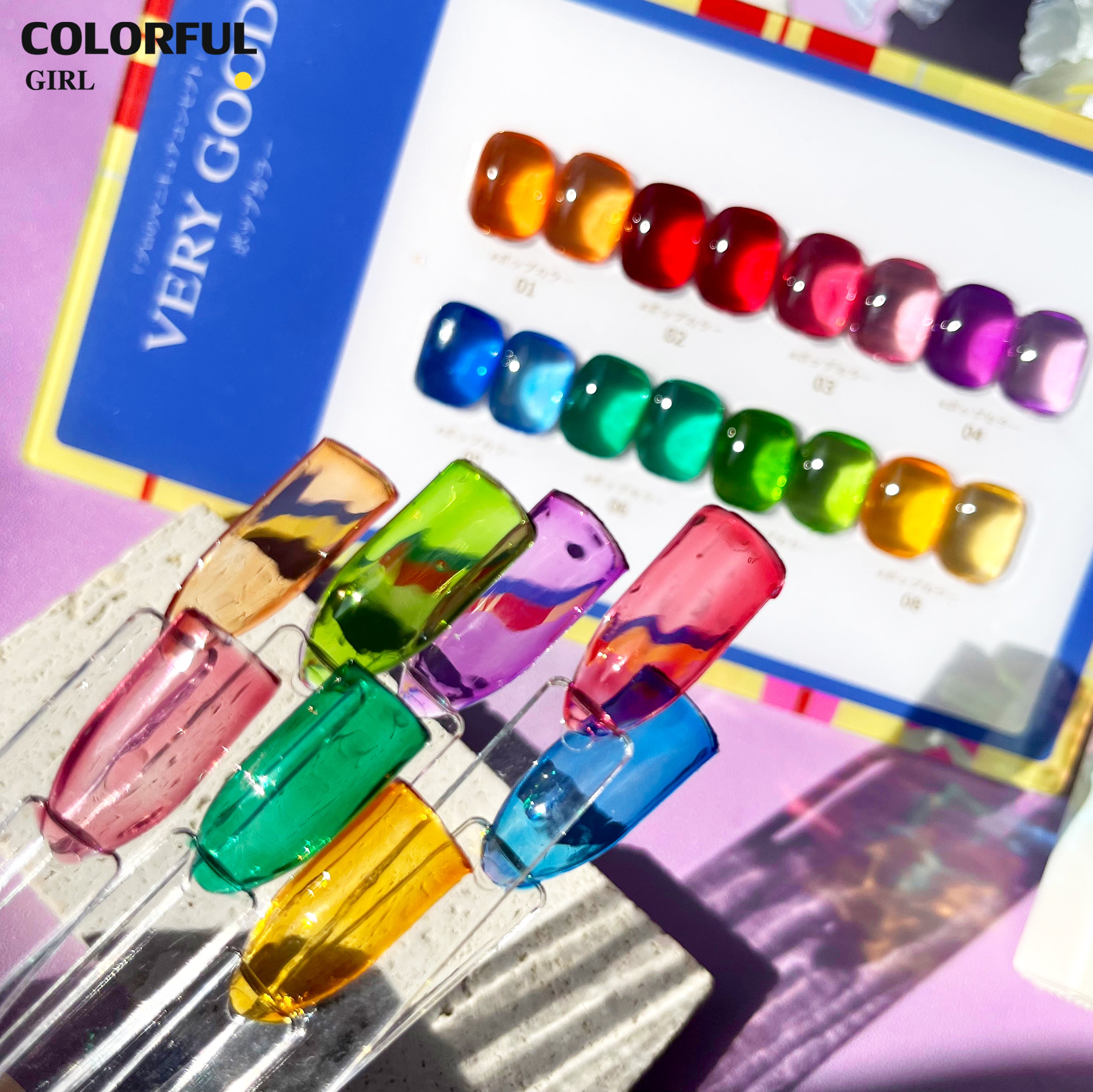 สีเจลไซรัป 8 สี Very Good  สีลูกกวาด โทนสีสะอาด ดูสบายตา ฟรีชาร์ทสี