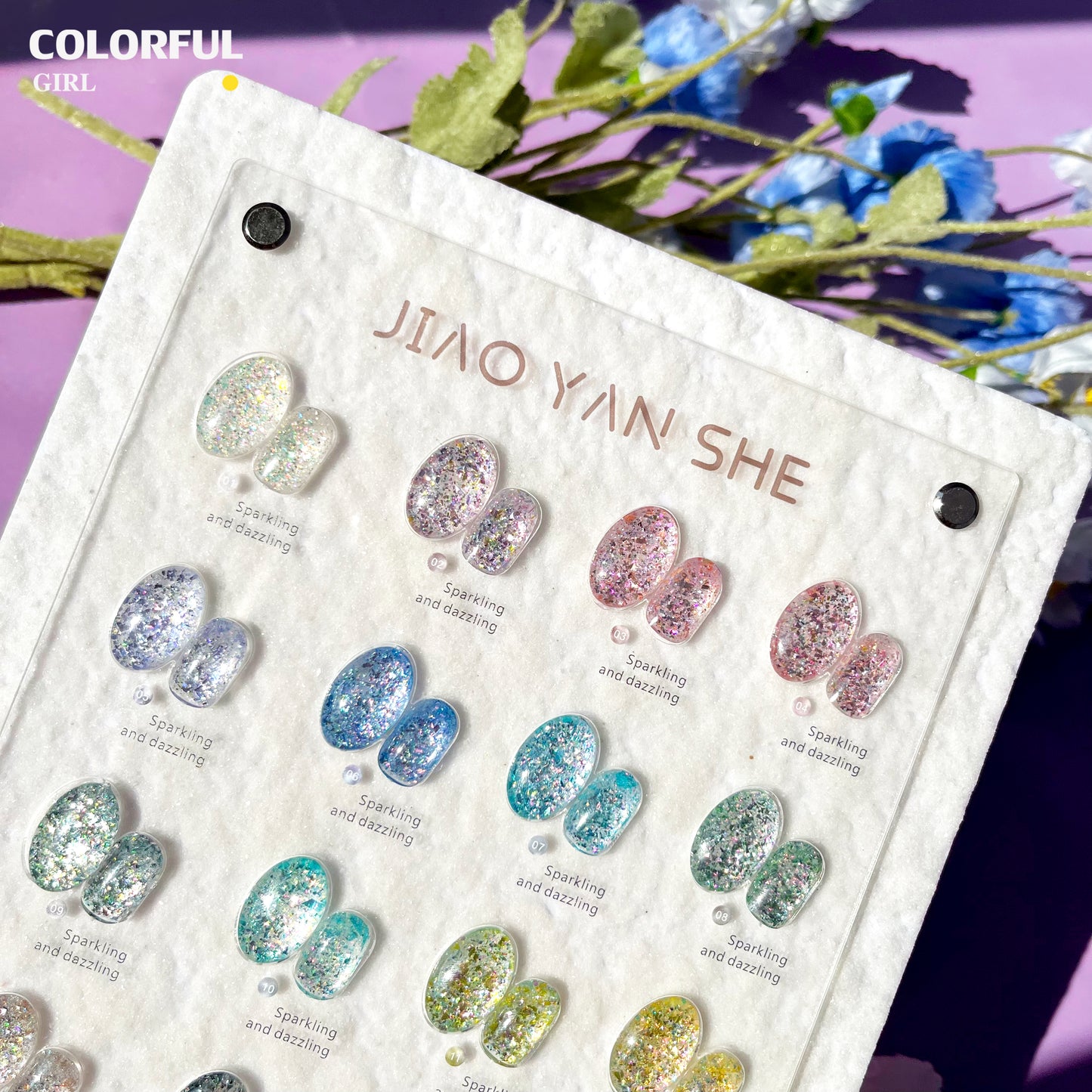 💕สีเจลกลิตเตอร์แฟลช Jiao Yan Sheสีกลิตเตอร์ สีเจล เล็บเจล  Starry Flash Light 16 Colors ปริมาณ 12ml. 💅🏻สีเจลโทนนิยม สีเจลโทนละมุน สี