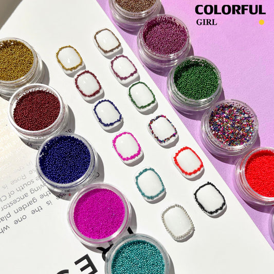 【พร้อมส่ง】【12กล่อง】 ตกแต่งเล็บสติกเกอร์ Mini Macaron ลูกปัดรอบ
