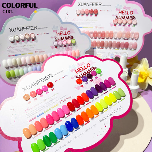 สีเจล XUANFEIER New🎉  มาใหม่18สีพาสเทลพร้อมส่งXUANFEIER มาใหม่18สีพาสเทลพร้อมส่งXUANFEIER มาใหม่18สี แถมชาร์ทสี น่ารัก