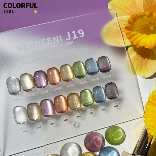 พร้อมส่งในไทยสีเจลแคทอายเนื้อซาติน  สีเจลทาเล็บแคทอาย《 VENDEENI VDN-J19》8สี  สีลูกแก้วแคทอาย สีลูกแก้ว ส่งไว! แถม ชาร์ทสี✨