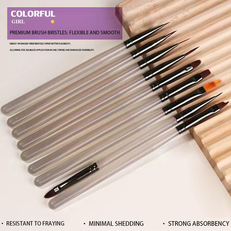 เซ็ต 9 ชิ้น พู่กันและแปรง แปรงเล็บแปรงอะคริลิค Uv Gel Extension แปรงเล็บเครื่องมือ