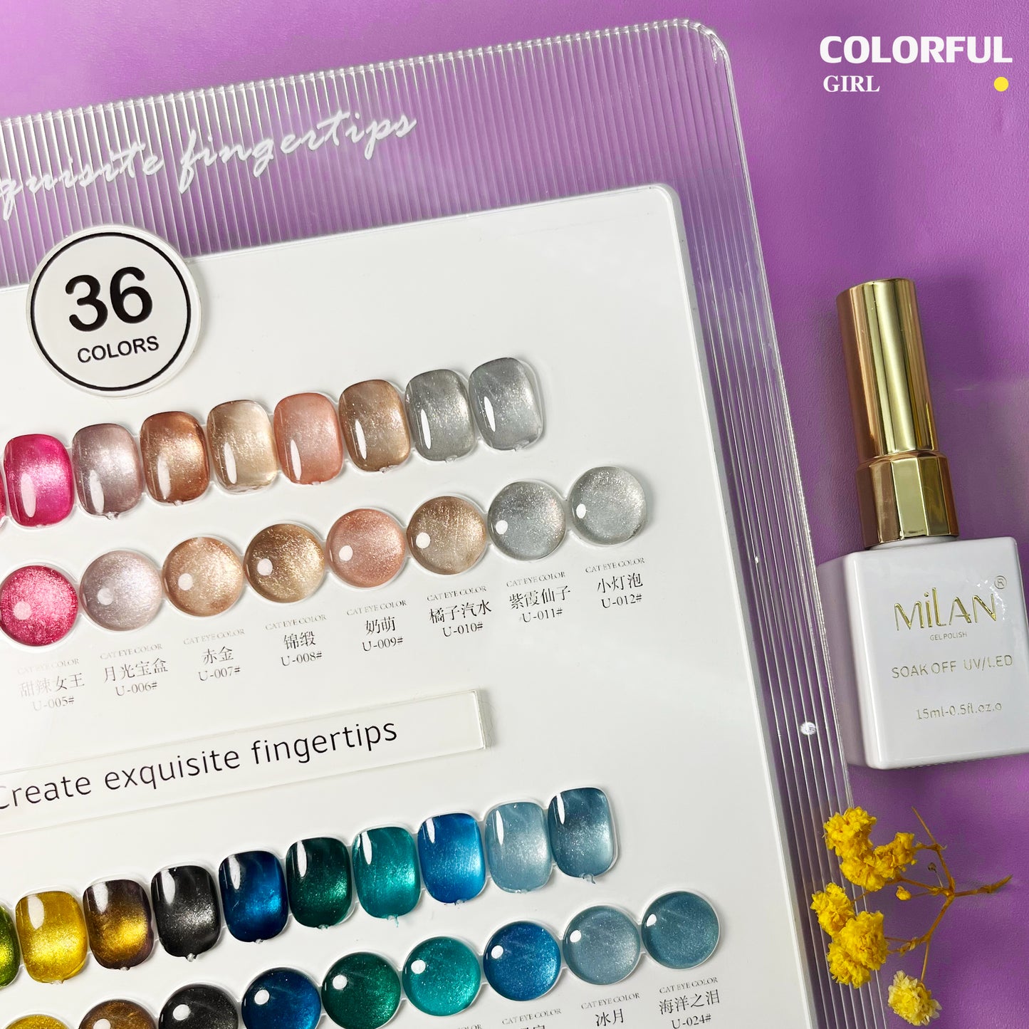 พร้อมส่งในไทย สีเจลทาเล็บแคทอาย《 milan 》36 สี สีลูกแก้วแคทอาย สีลูกแก้ว ส่งไว!  พร้อมชาร์ทสีค่ะสีแน่นสวยมากเลยนะคะ